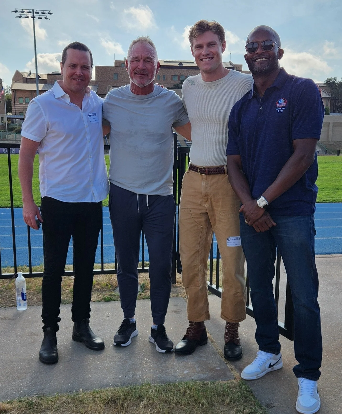 @michaelmosley , Brian &ldquo;the Boz&rdquo; Bosworth @gotboz44, @jackie.kay.iii and @thechampbailey shoot some promo material before the world premiere of Signing Tony Raymond at the @austinfilmfest!