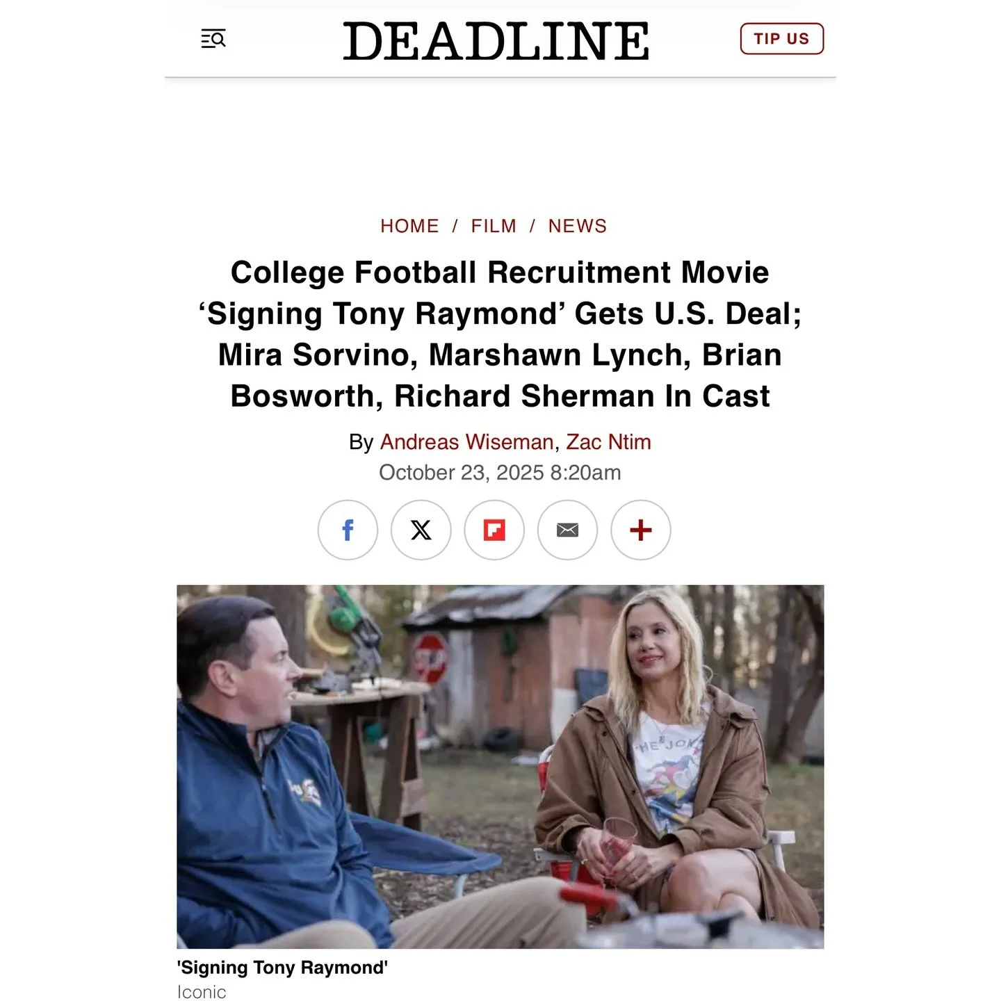 EXCLUSIVE: Iconic, in partnership with Southern Isles Pictures and State Line Films, will distribute the sports dramedy Signing Tony Raymond, about the high-stakes world of college football recruiting.

Written and directed by Glen Owen, the film is 