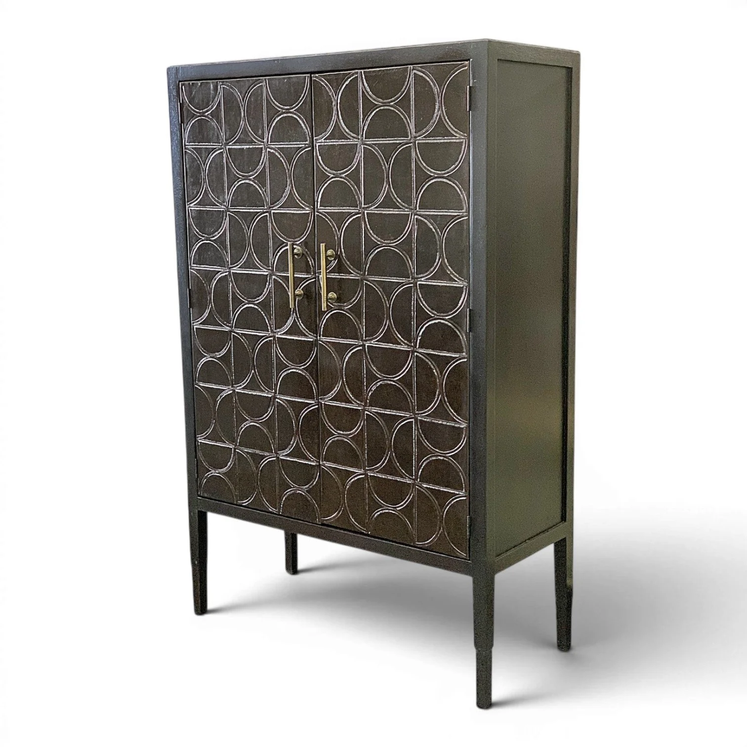 Collana Peruvian Wine Cabinet with Chocolate Leather Panels