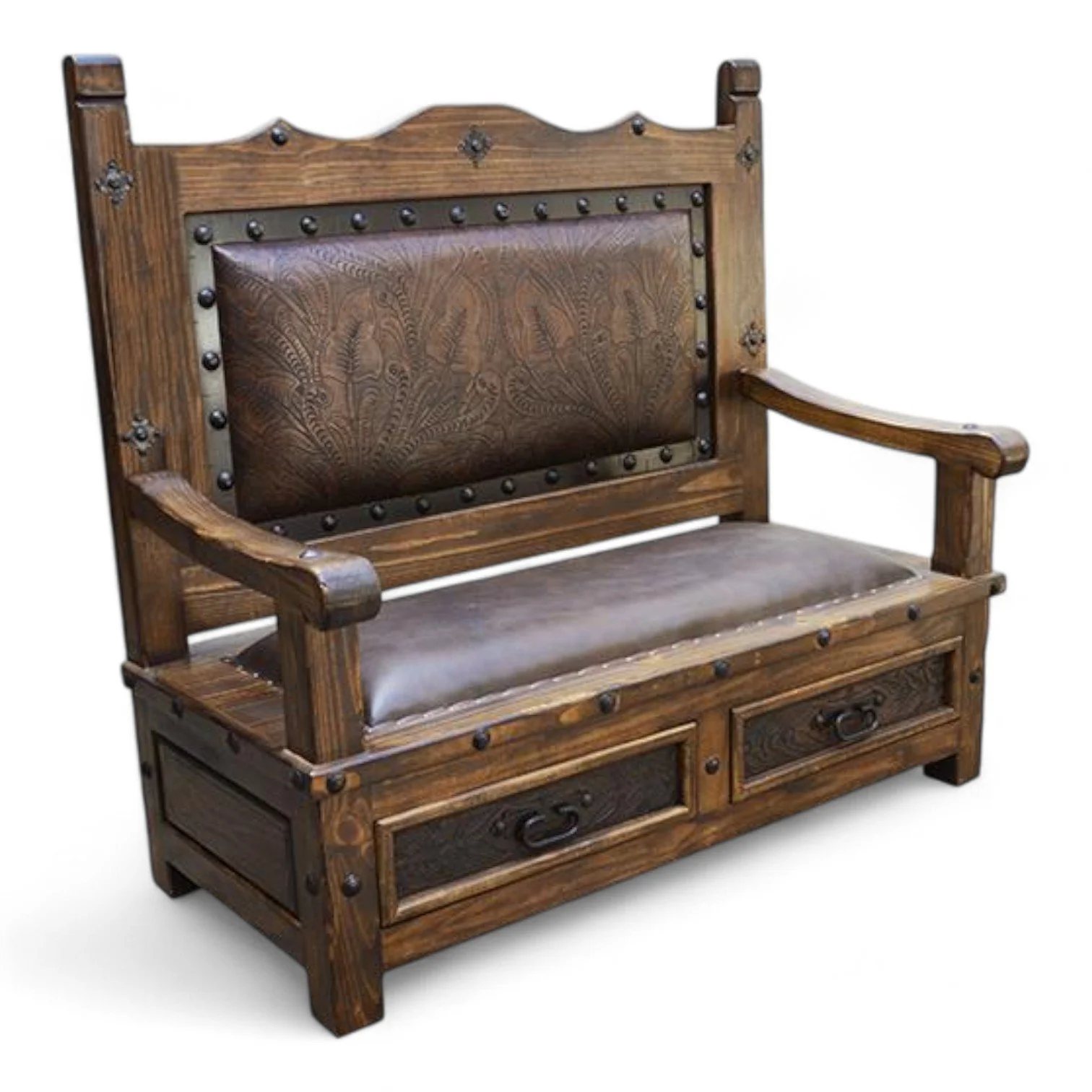 Santa Catarina Tooled Leather Bench