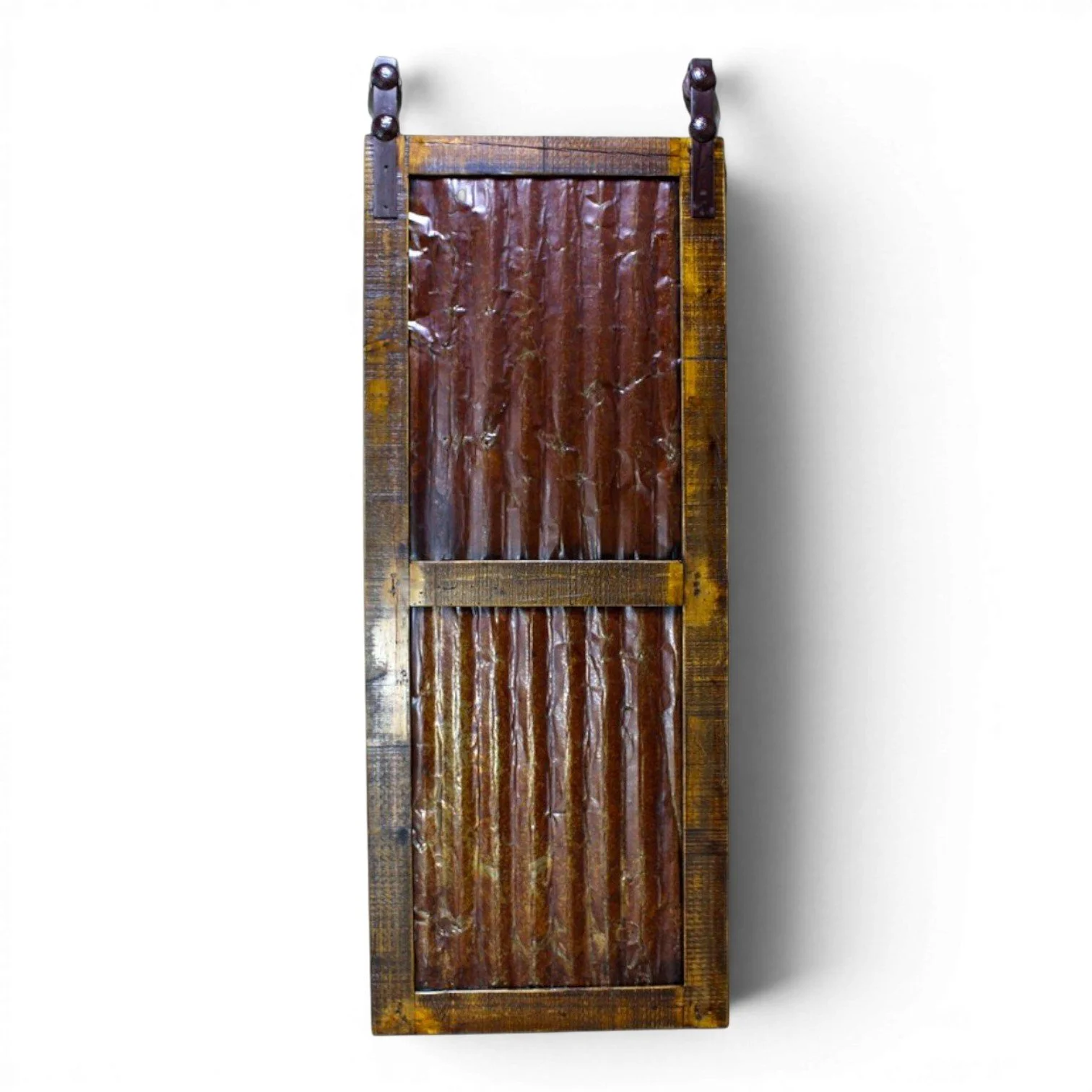 Handmade Mexican reclaimed wood sliding barn door with iron hardware