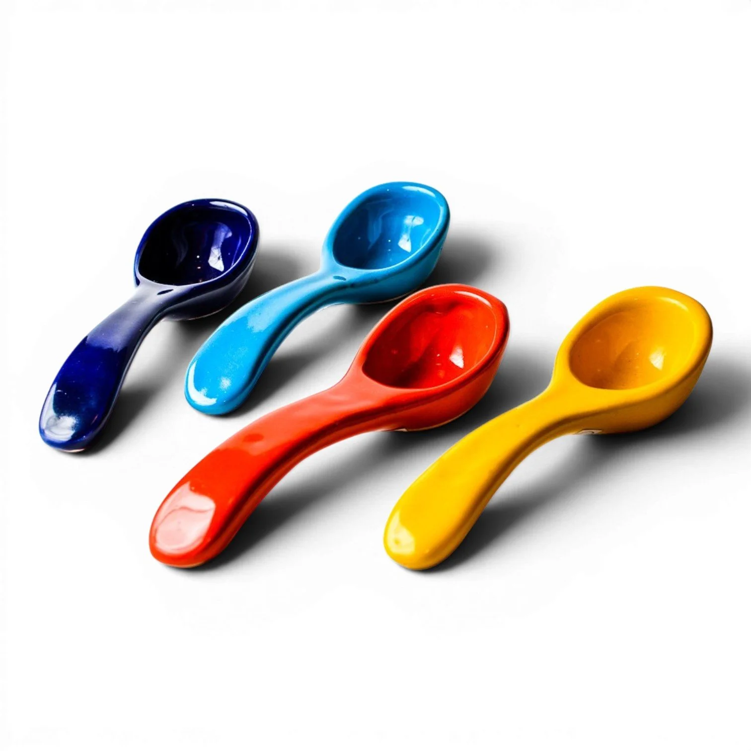 Handmade Mexican Talavera ceramic salsa spoon with colorful hand-painted finish