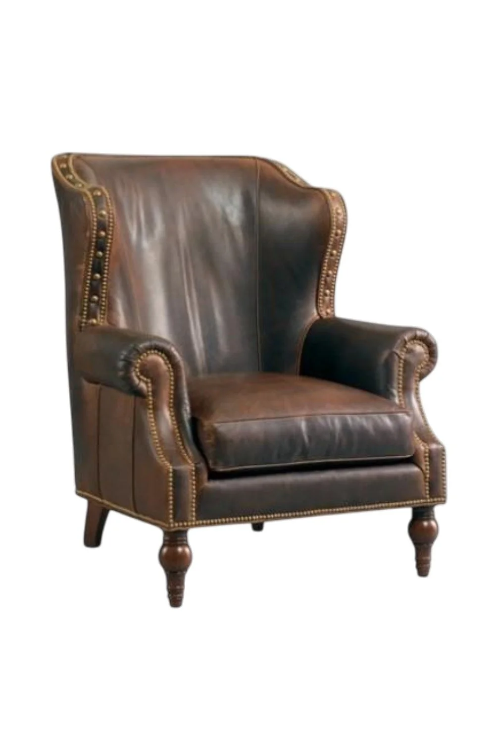 Shop the Zavalla Leather Chair handmade in America. Tall-back top-grain leather chair with nailhead trim and Western Luxe design for bold, heirloom-quality seating.