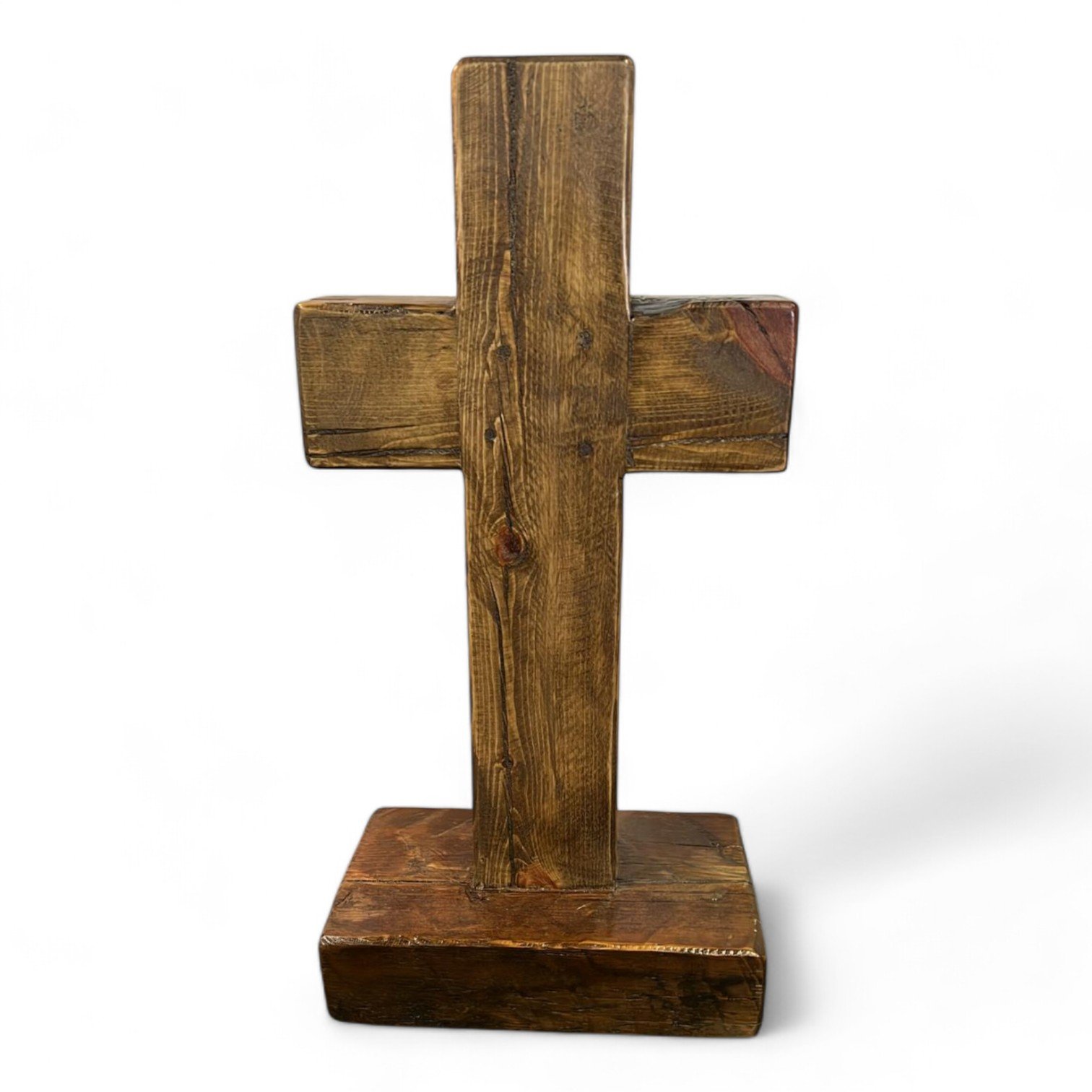 Handmade Mexican reclaimed wood cross wall décor with artisan finish