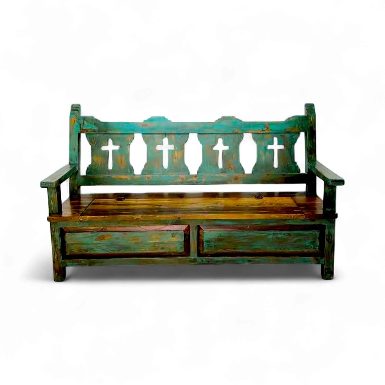 Las Cruces Turquoise Storage Bench