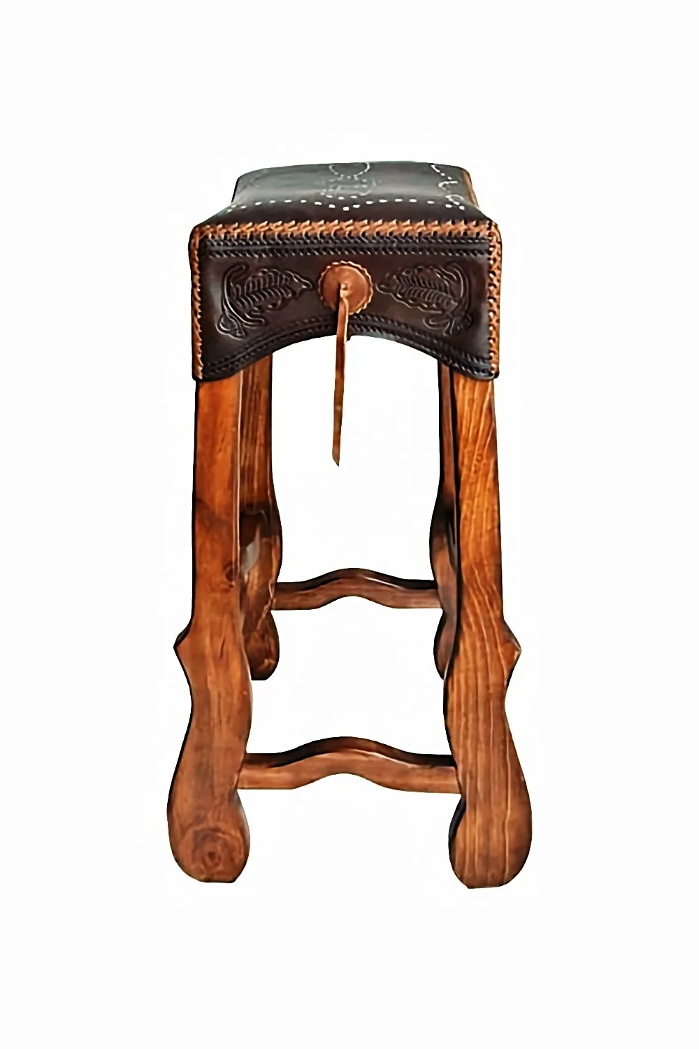 Durango Stitched Leather Saddle Stool