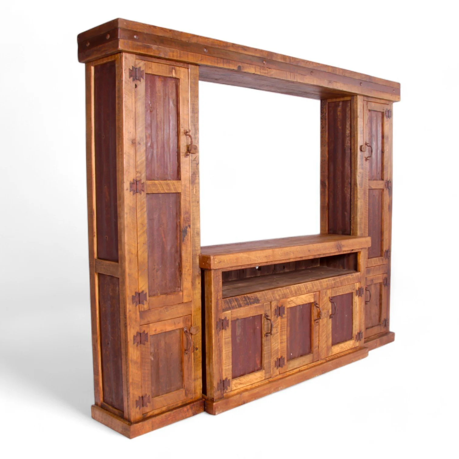 Hacienda Rústica Entertainment Center | Handmade Mexican Reclaimed Wood Media Cabinet
