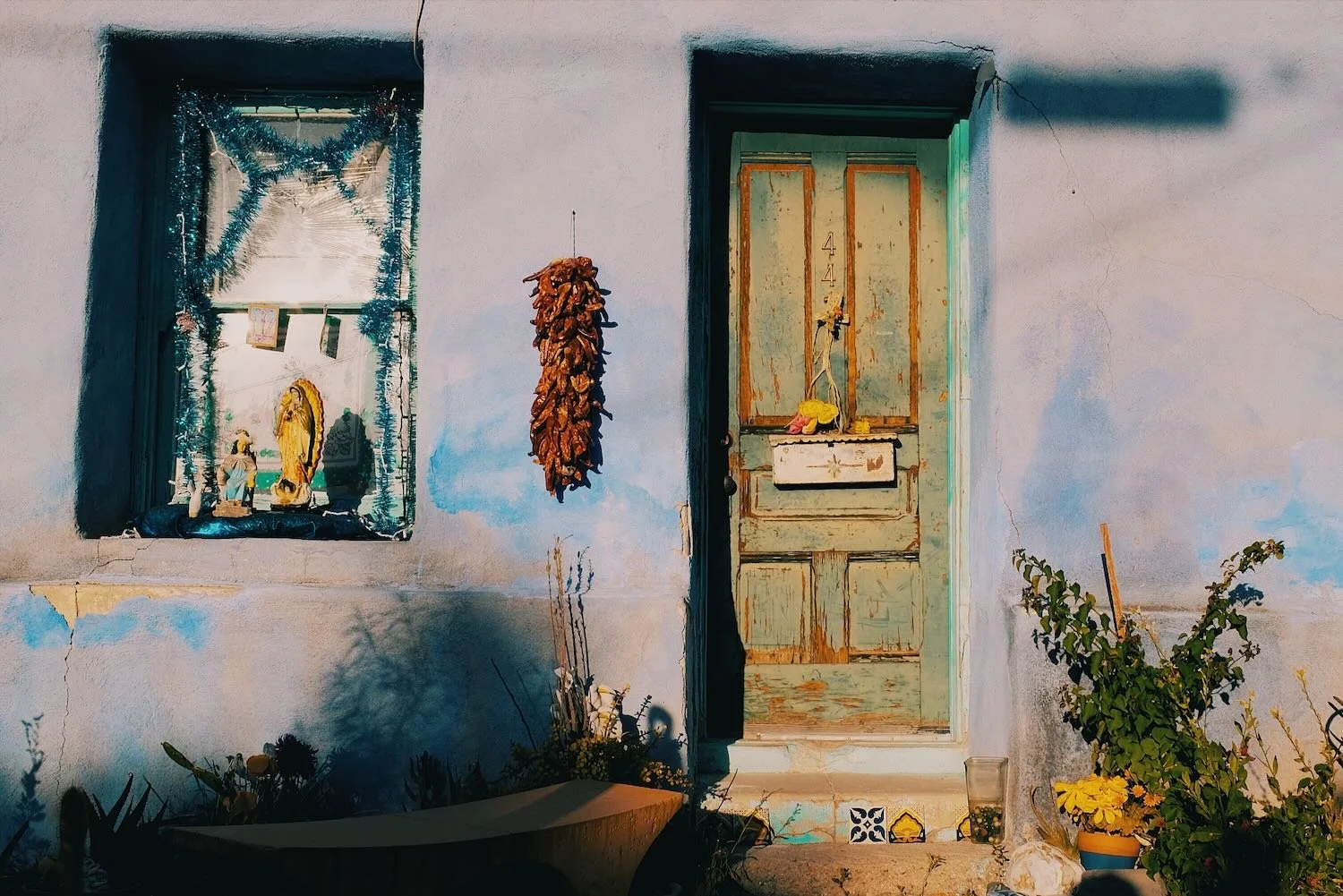 Guadalupe Azul – Blue Casa with Chile Ristra, Barrio Viejo Tucson