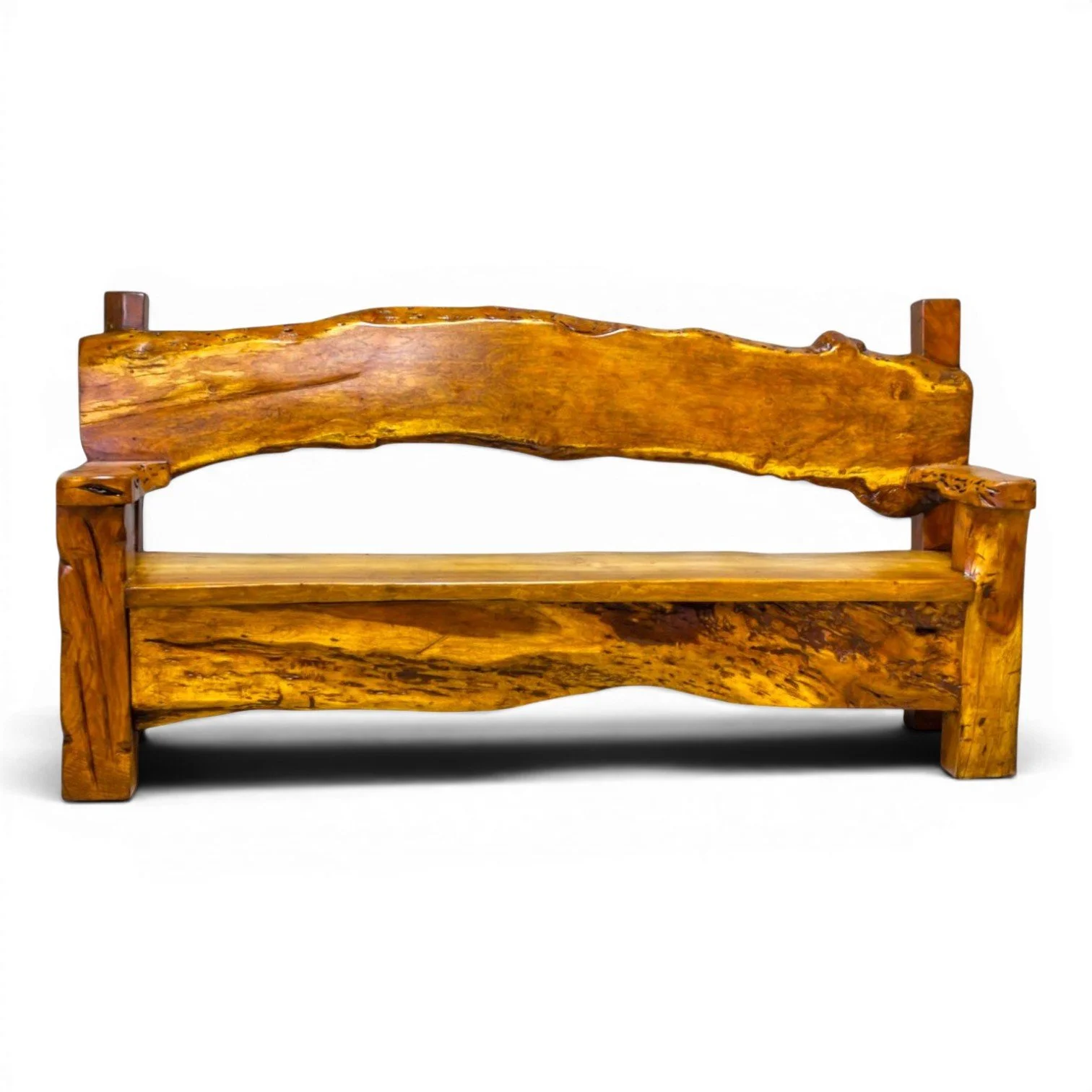 Handmade Mexican aged mesquite wood Cortez bench