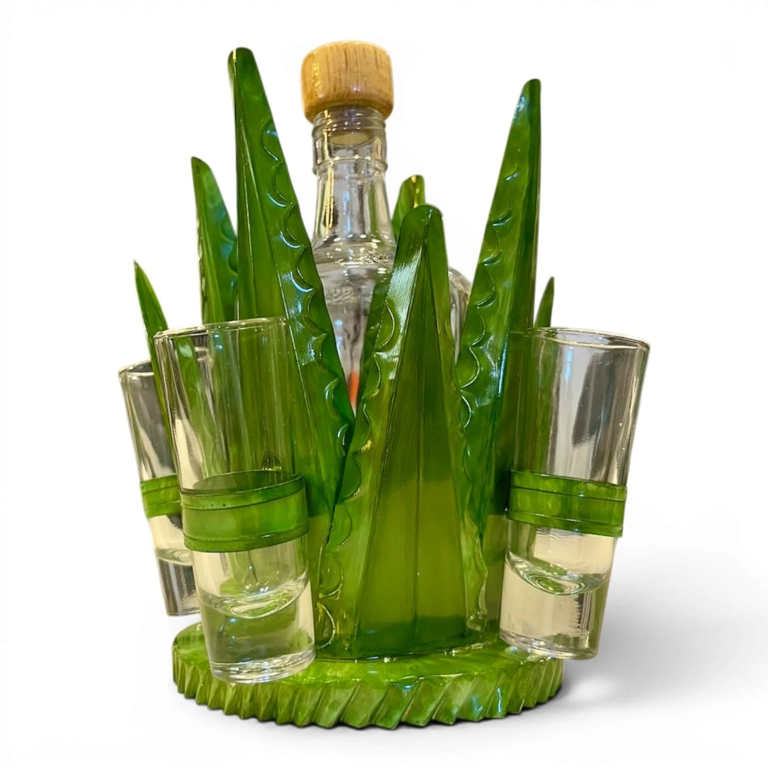 Small Metal Agave Tequila Set | Handmade Mexican Barware - Lime Green