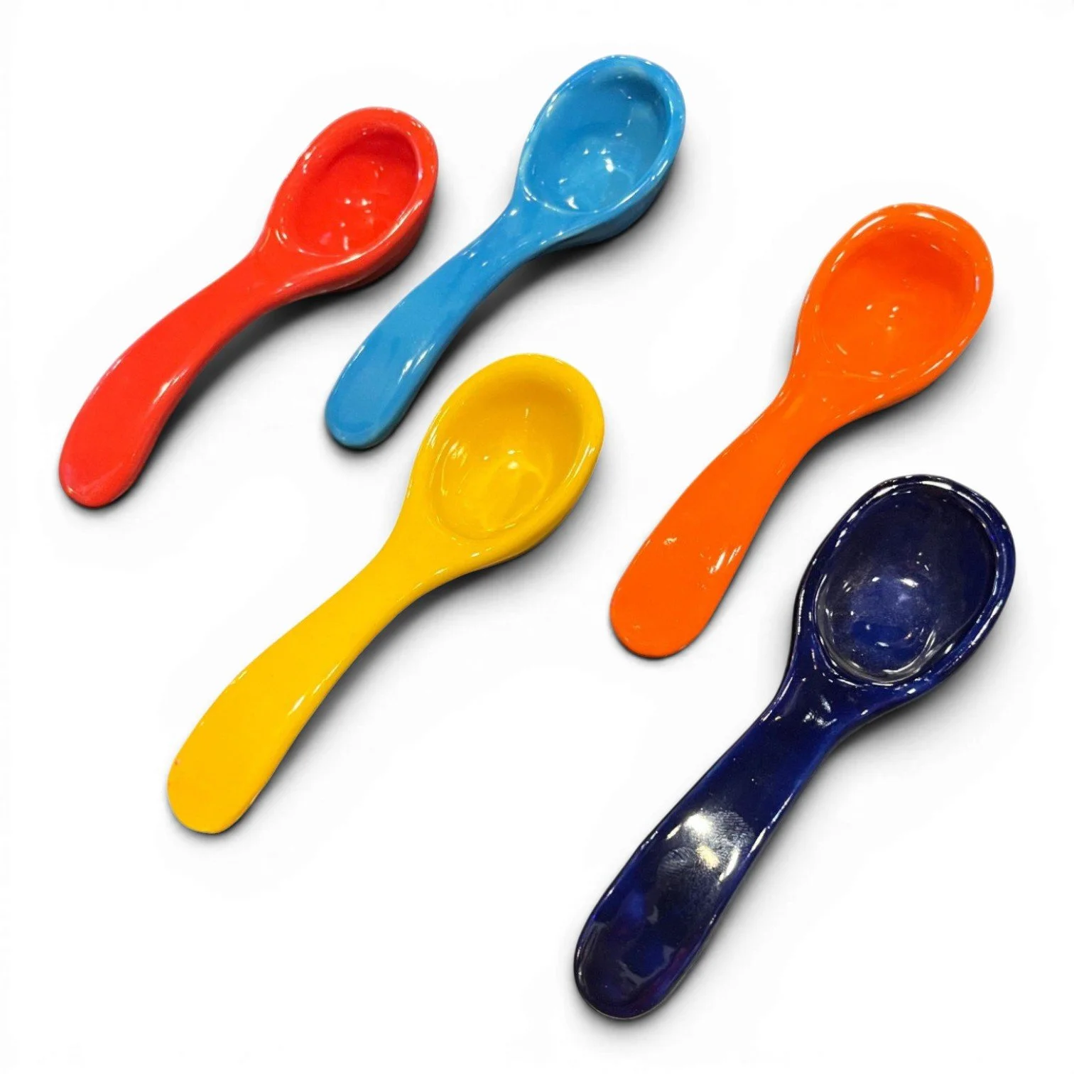 Handmade Mexican Talavera ceramic salsa spoon with colorful hand-painted finish