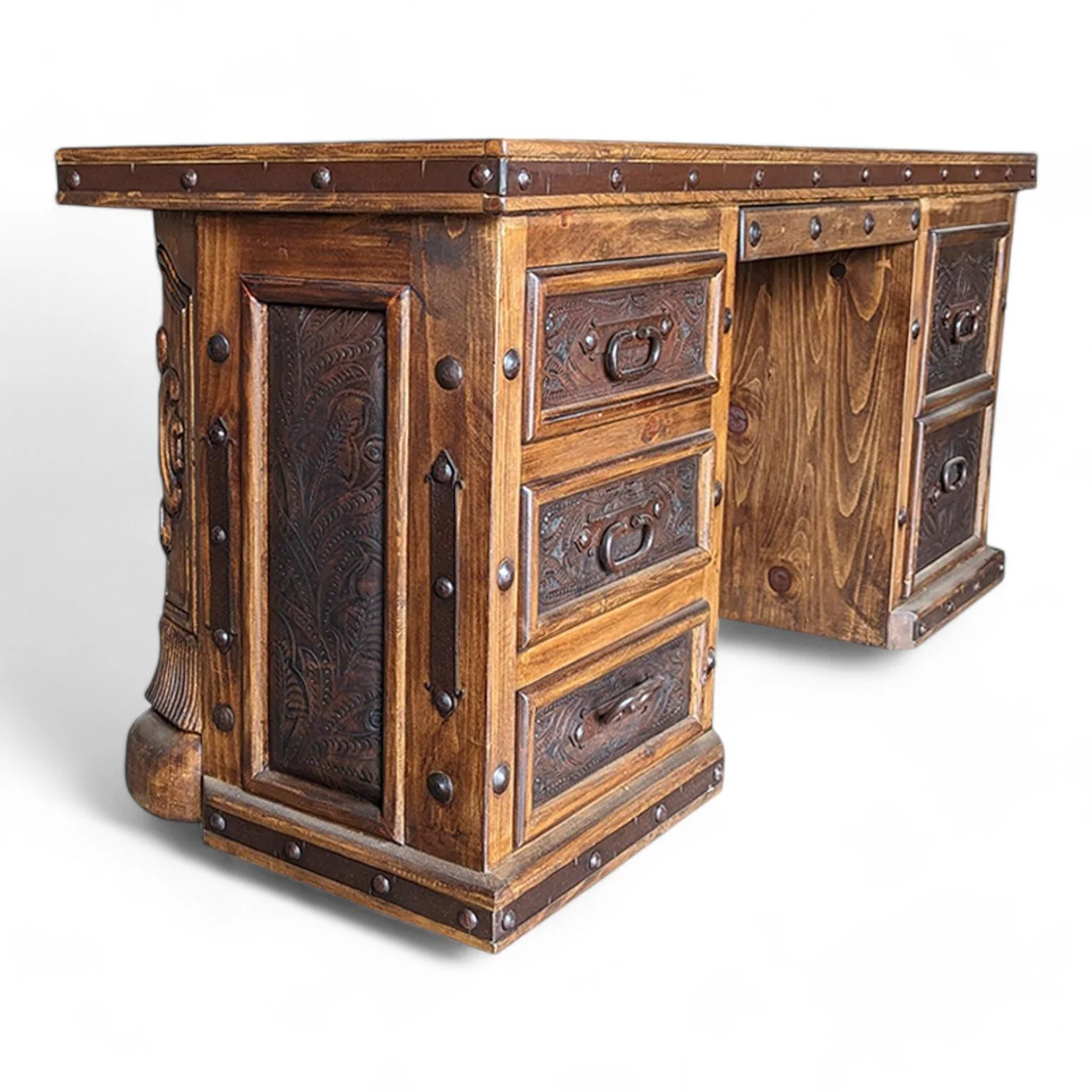 Hacienda Tooled Leather Desk