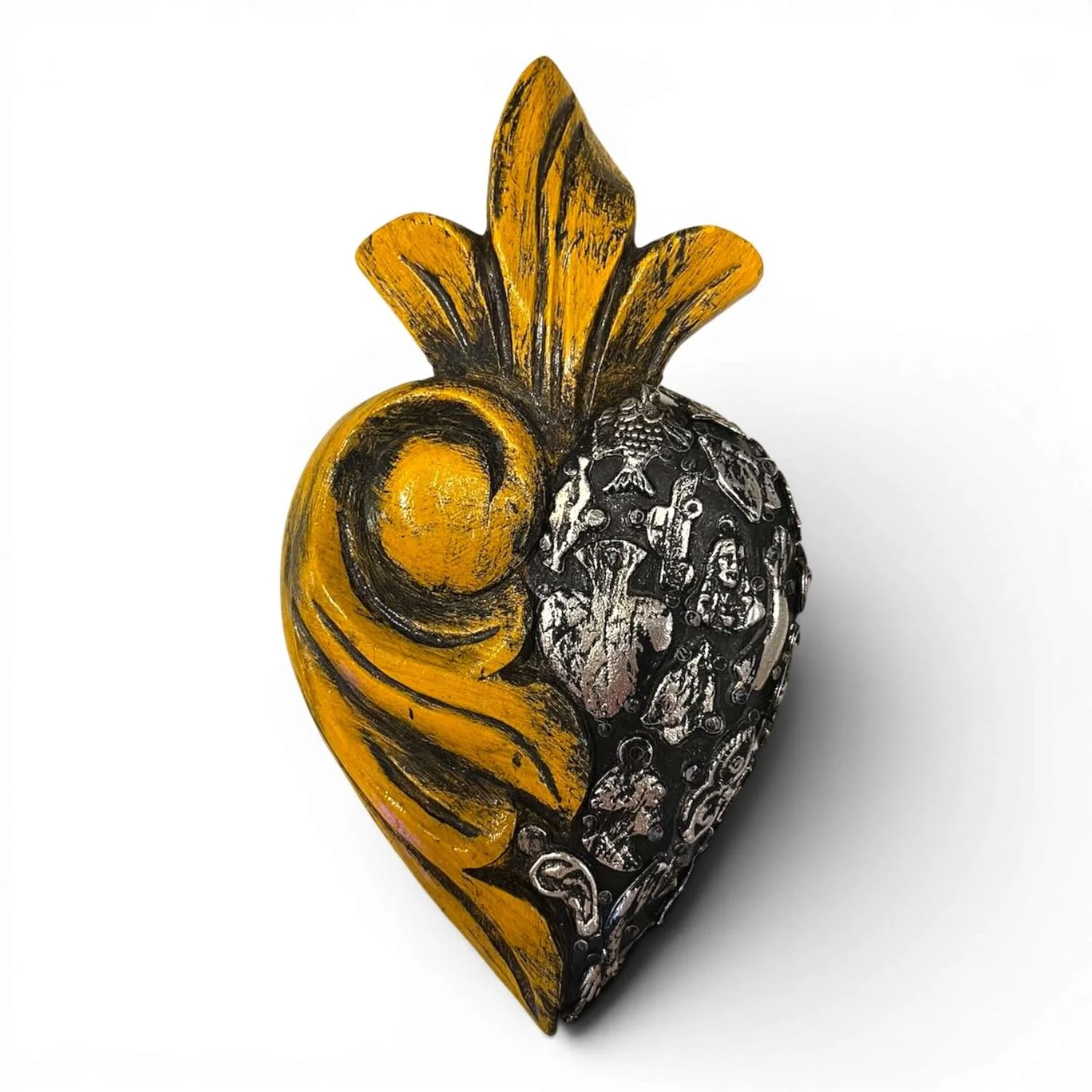 Corazón de Milagros Amarillo – Handmade Mexican Milagros Heart Wall Décor