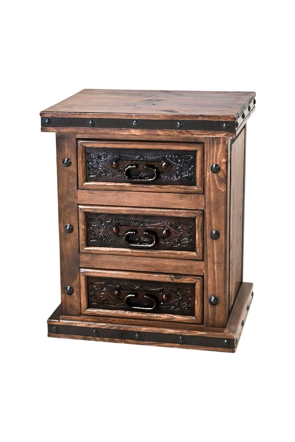 Hacienda Elegante Tooled Leather Nightstand