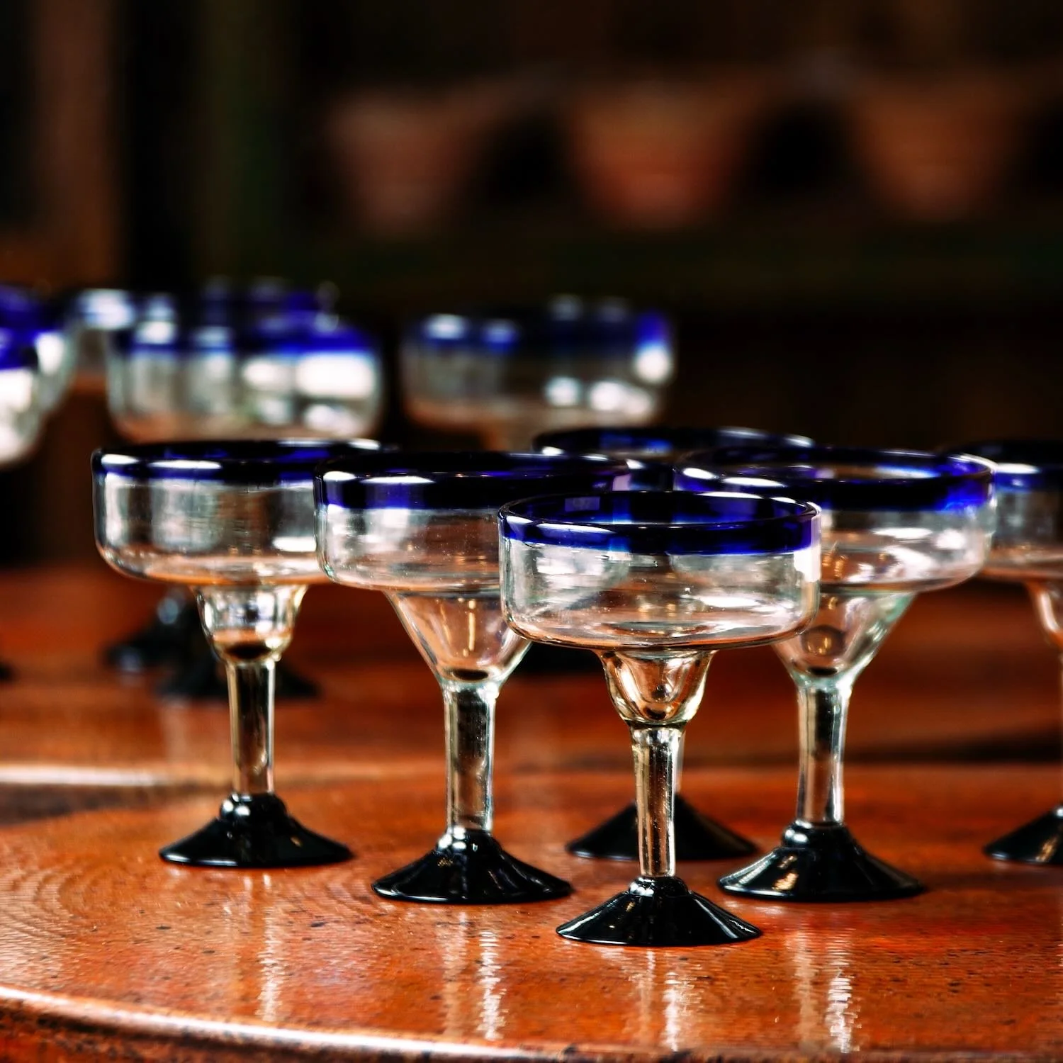 Blue Rim Margarita Glass – Set of 2