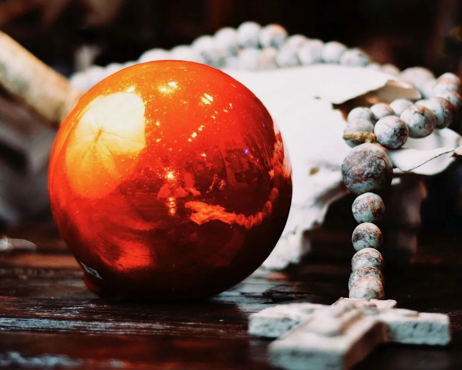 Handblown Mexican glass sphere decorative accent with glossy finish