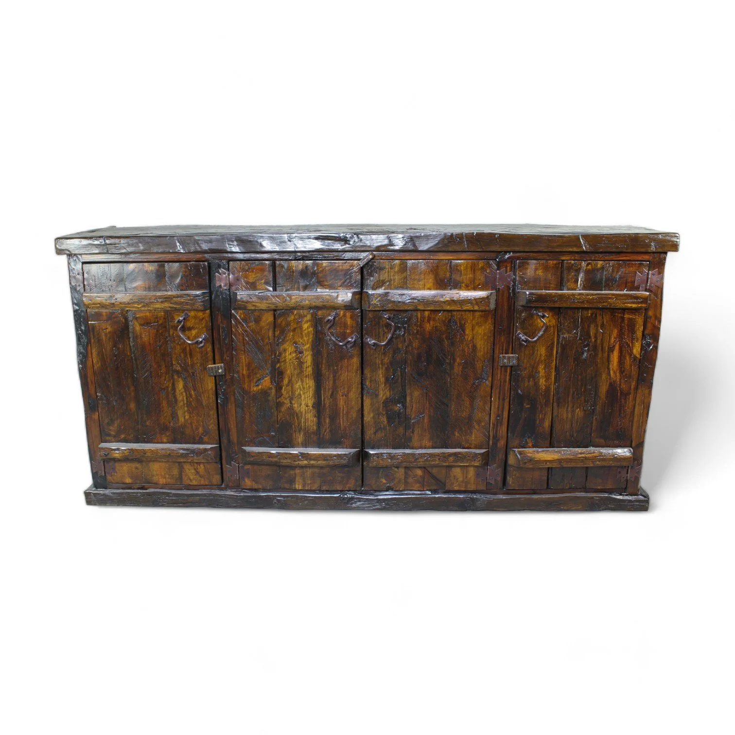 Handmade Mexican reclaimed wood Jalisco buffet with dark stain and iron hardware