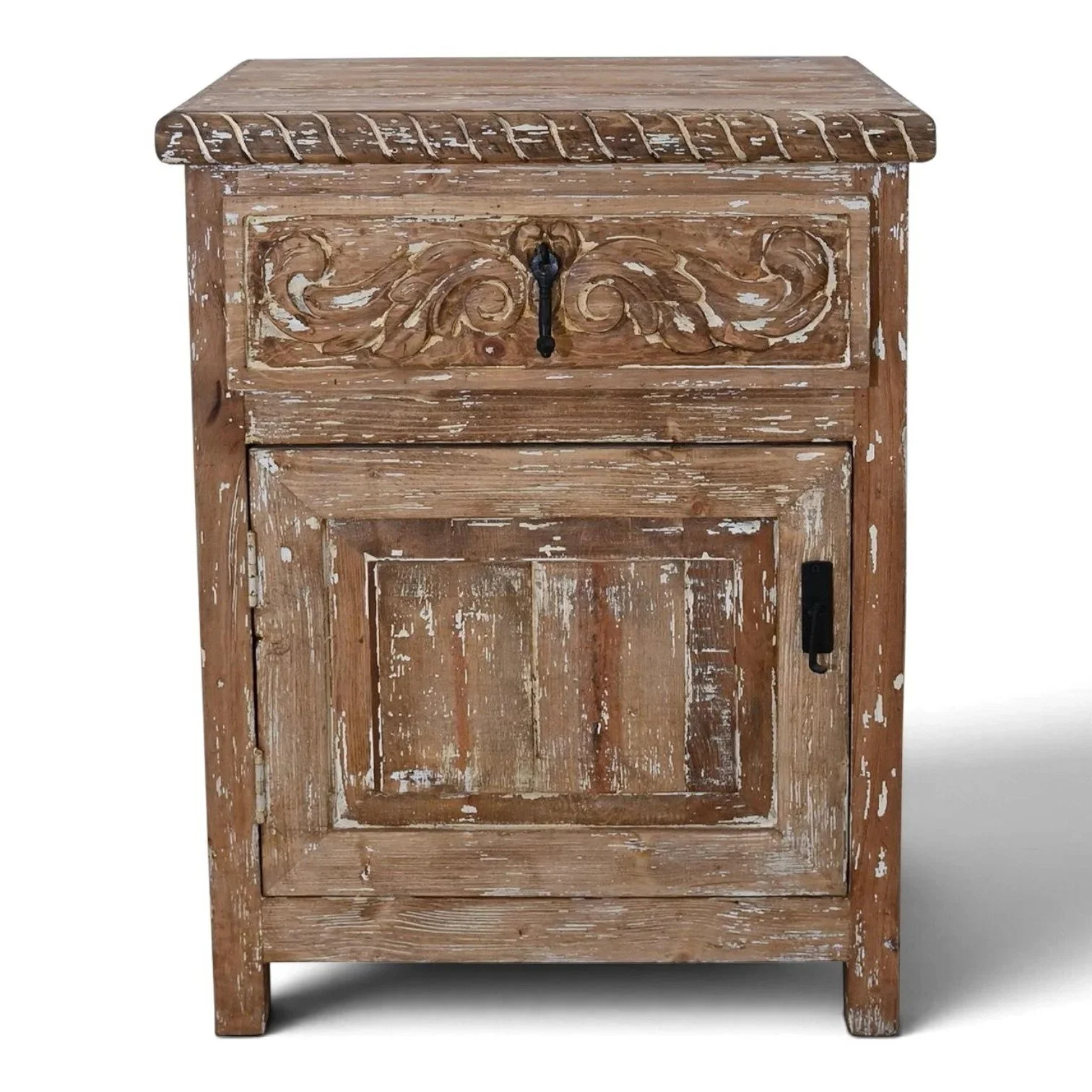 Cerro Blanco Nightstand | Handmade Whitewashed Rope Edge Nightstand