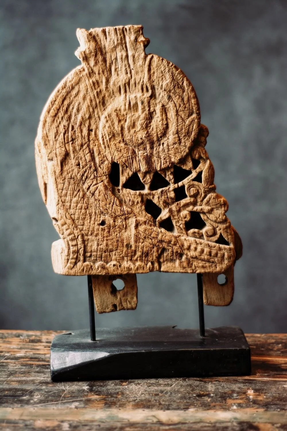 Hand-Carved Wooden Artwork. One-of-a-kind 20" hand-carved wooden sculpture. Intricate artisan craftsmanship for rustic or modern home decor.