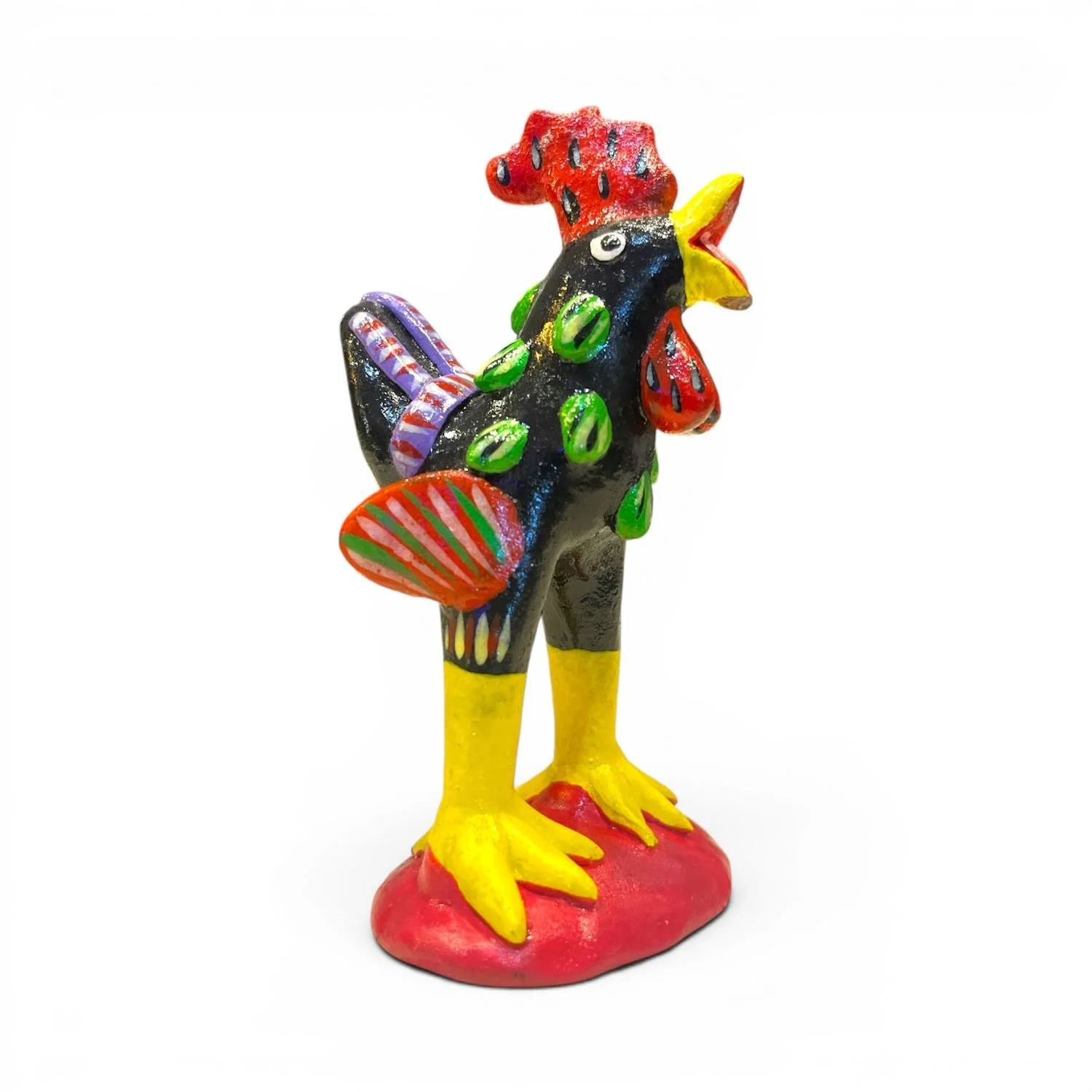 Gallo Ortega 4" Black Clay Rooster | Signed Handmade Mexican Folk Art