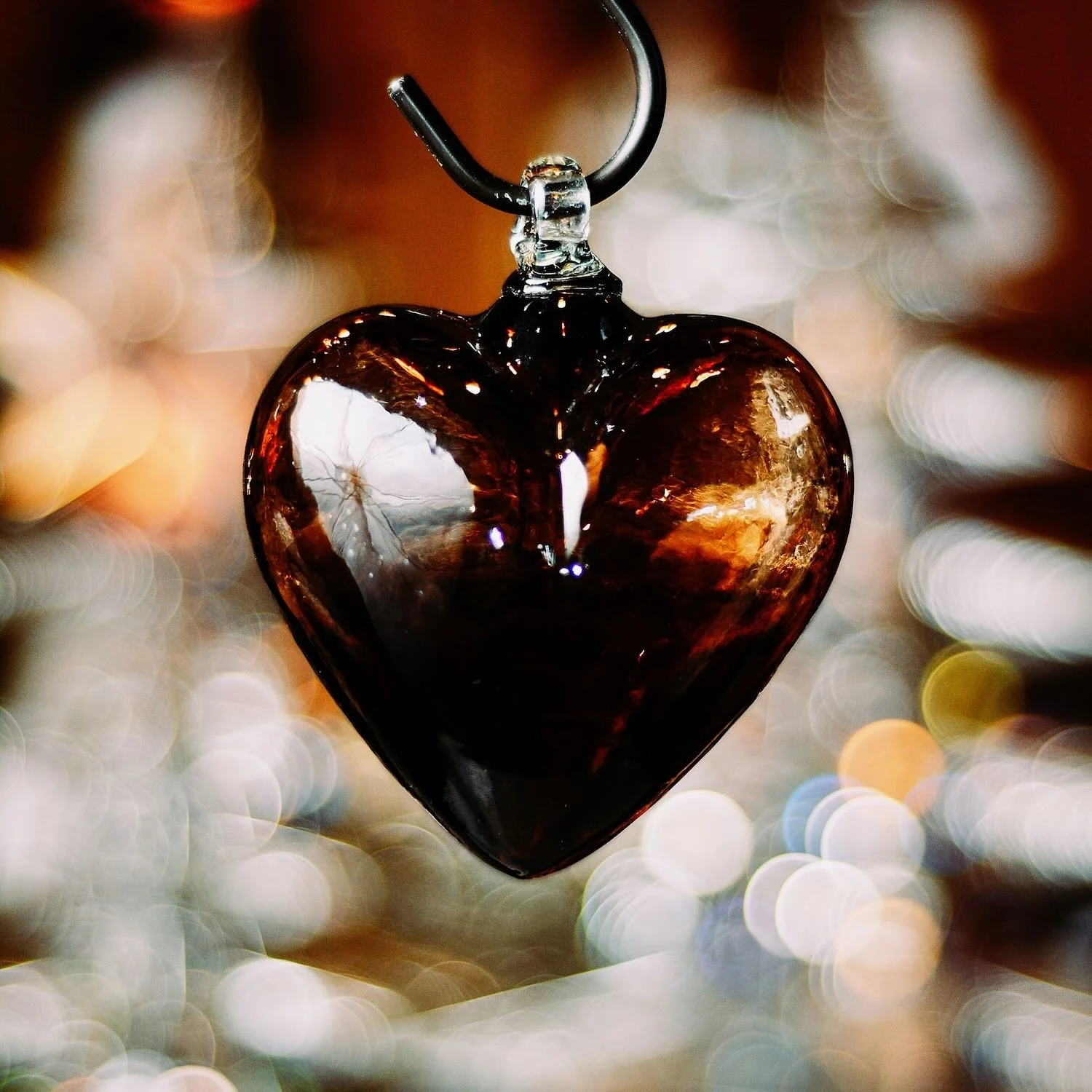 Handblown Glass Heart - Smoke