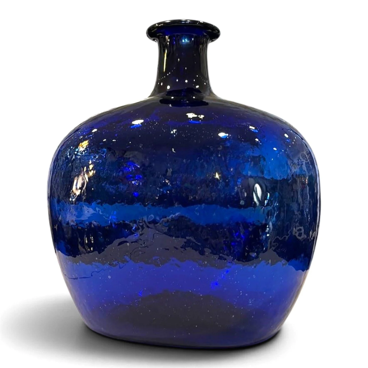Handblown cobalt blue glass bottle, decorative Mexican table decor
