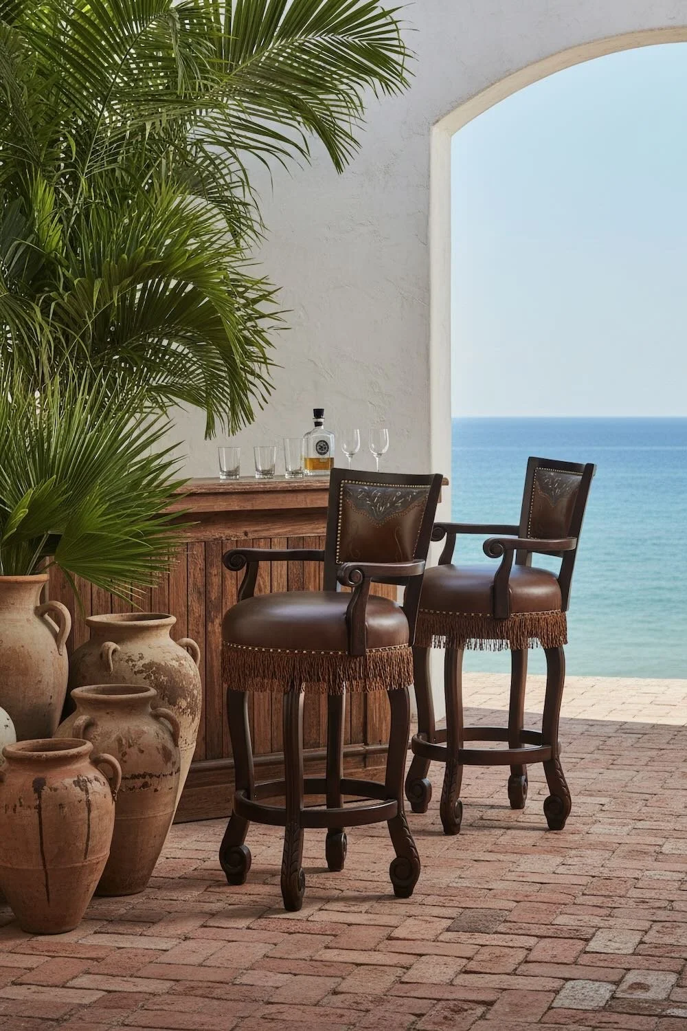 Yellowstone Tooled Leather Bar Stool