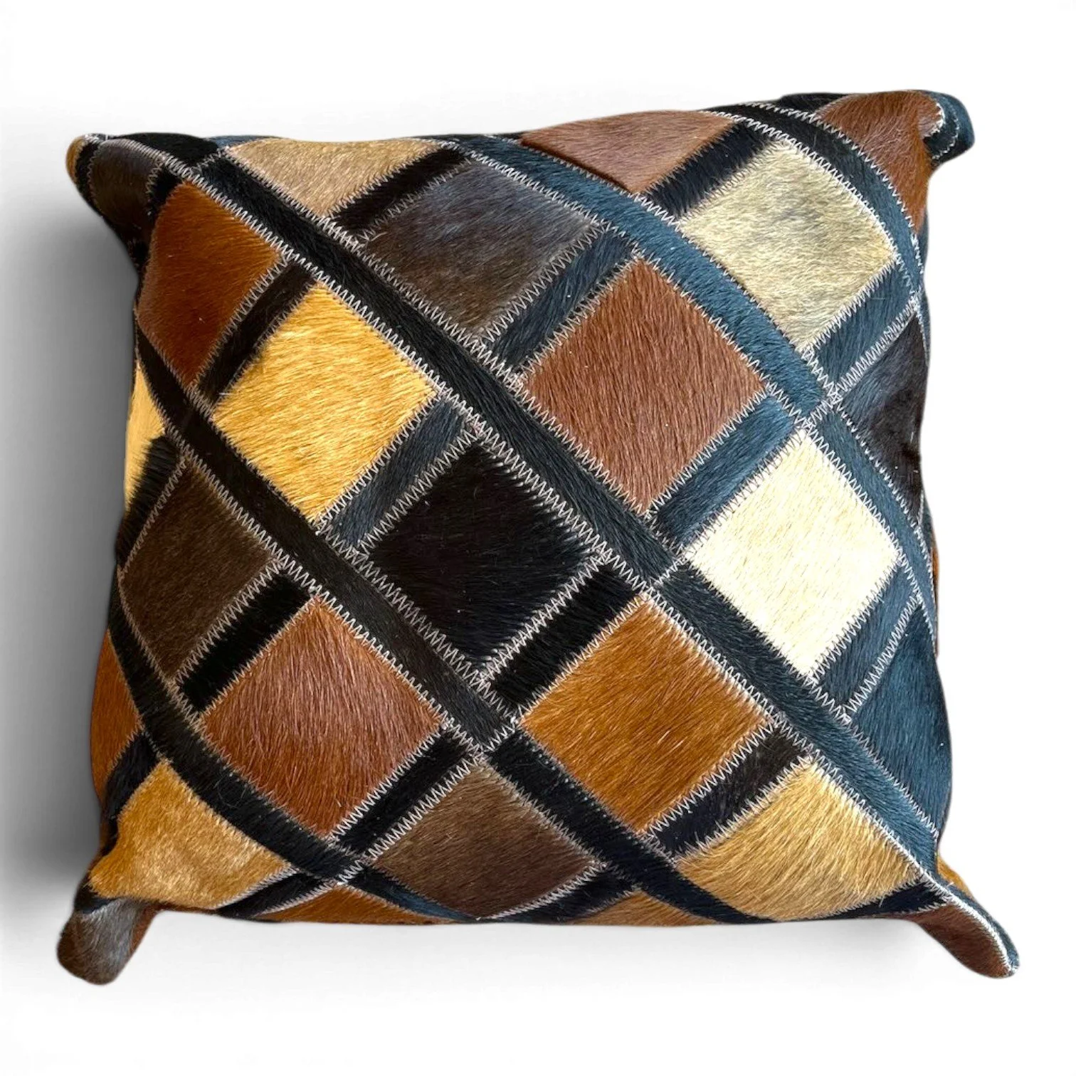 Tombstone Pillow | Handmade Brazilian Cowhide & Leather Western Throw Pillow Style 16