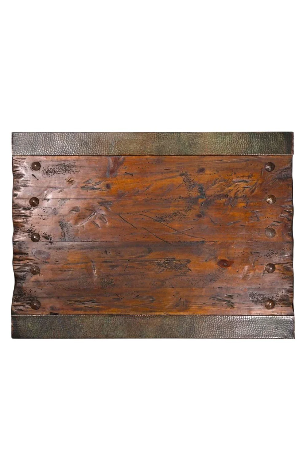Floresville Turquoise Copper Edge Coffee Table – Handmade Mexican Table