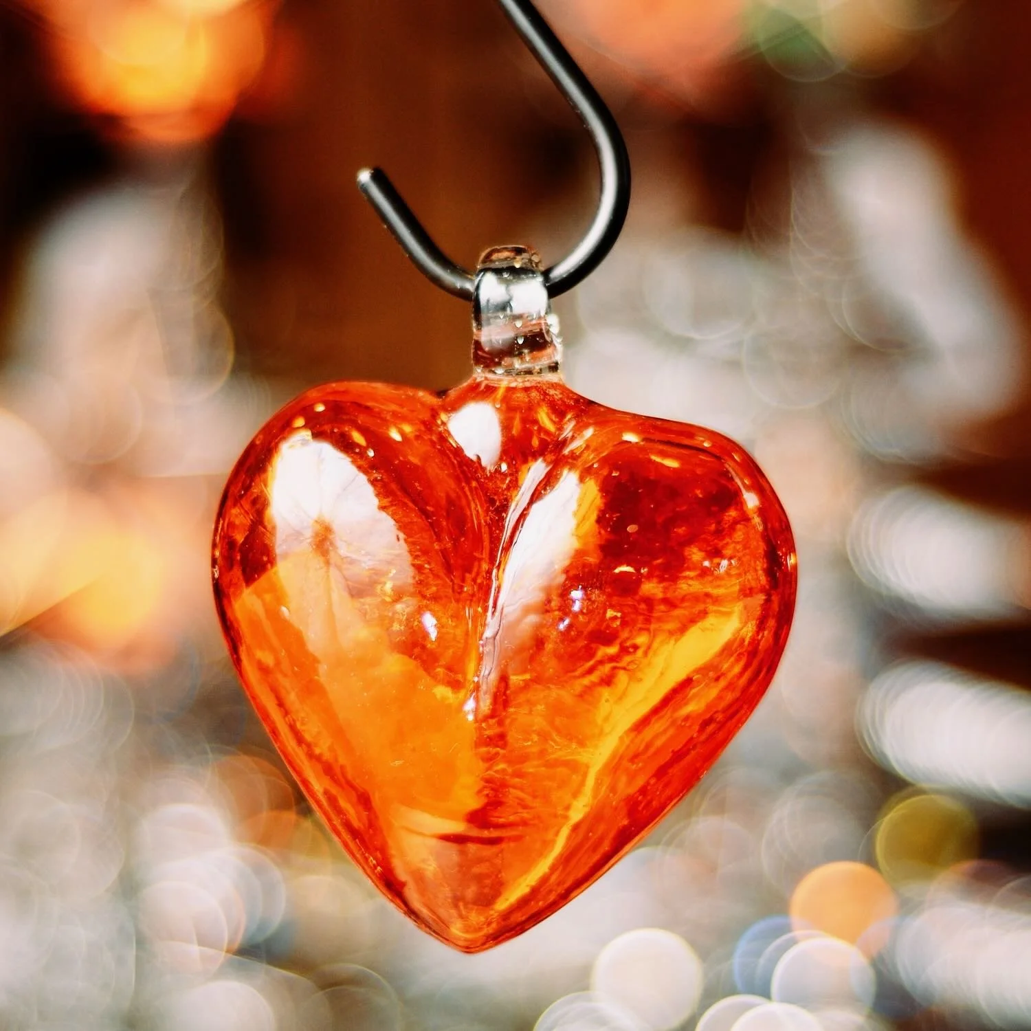 Handblown Glass Heart - Orange