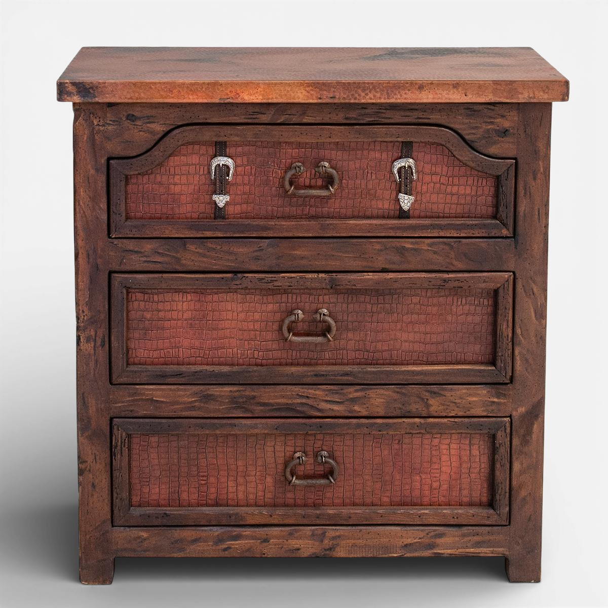 Todos Santos Croc Print Leather Nightstand