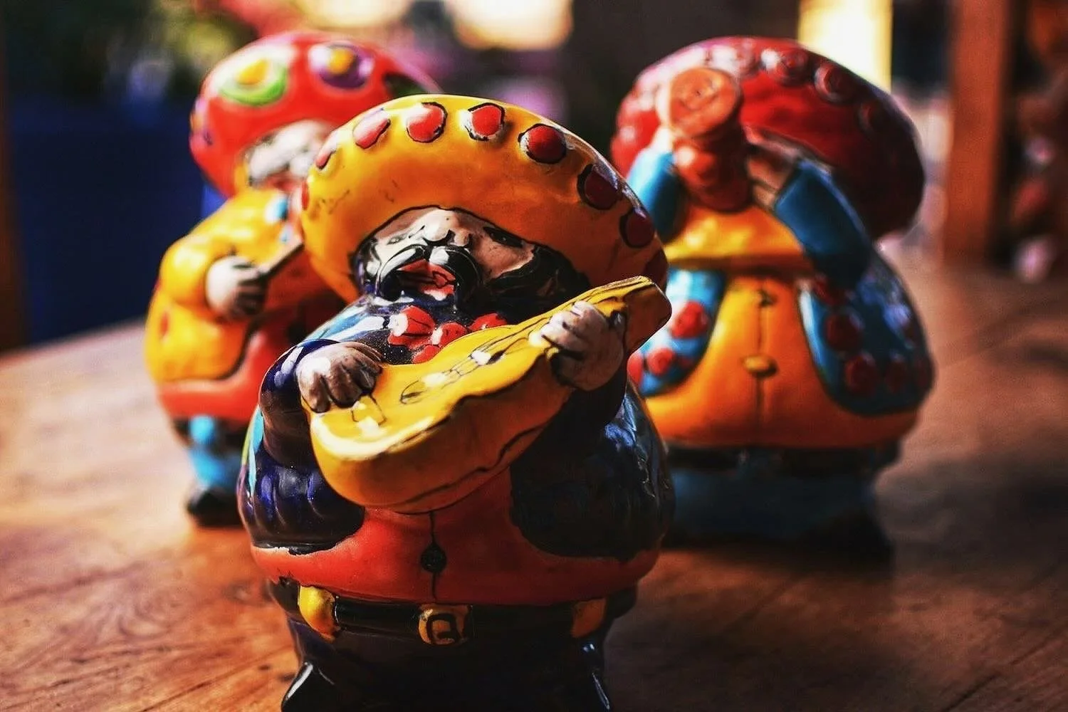 Handmade Talavera Mariachi men from Mexico.