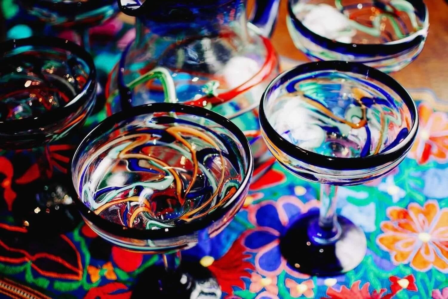 Handblown margarita glassware from Mexico