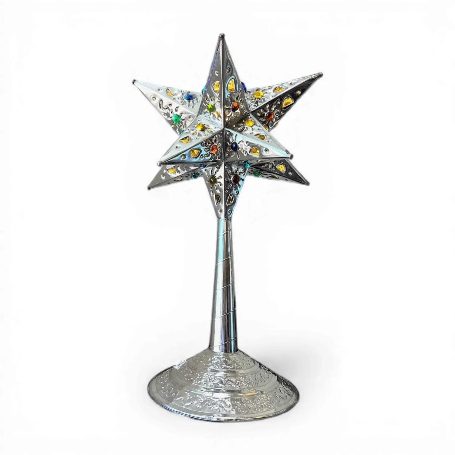Standing Estrella Lamp with Colorful Marbles - Silver