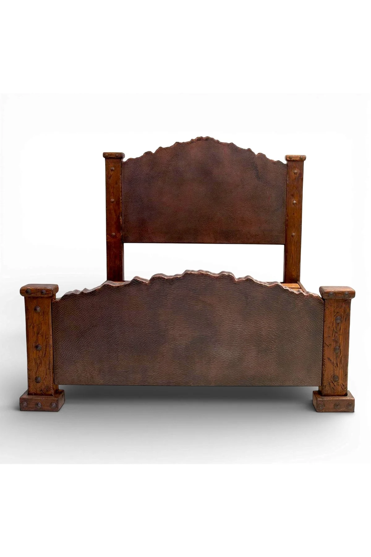 Shop a handmade live edge wood bed from Mexico. Rustic solid wood design with dark stain, perfect for warm, elegant bedrooms.