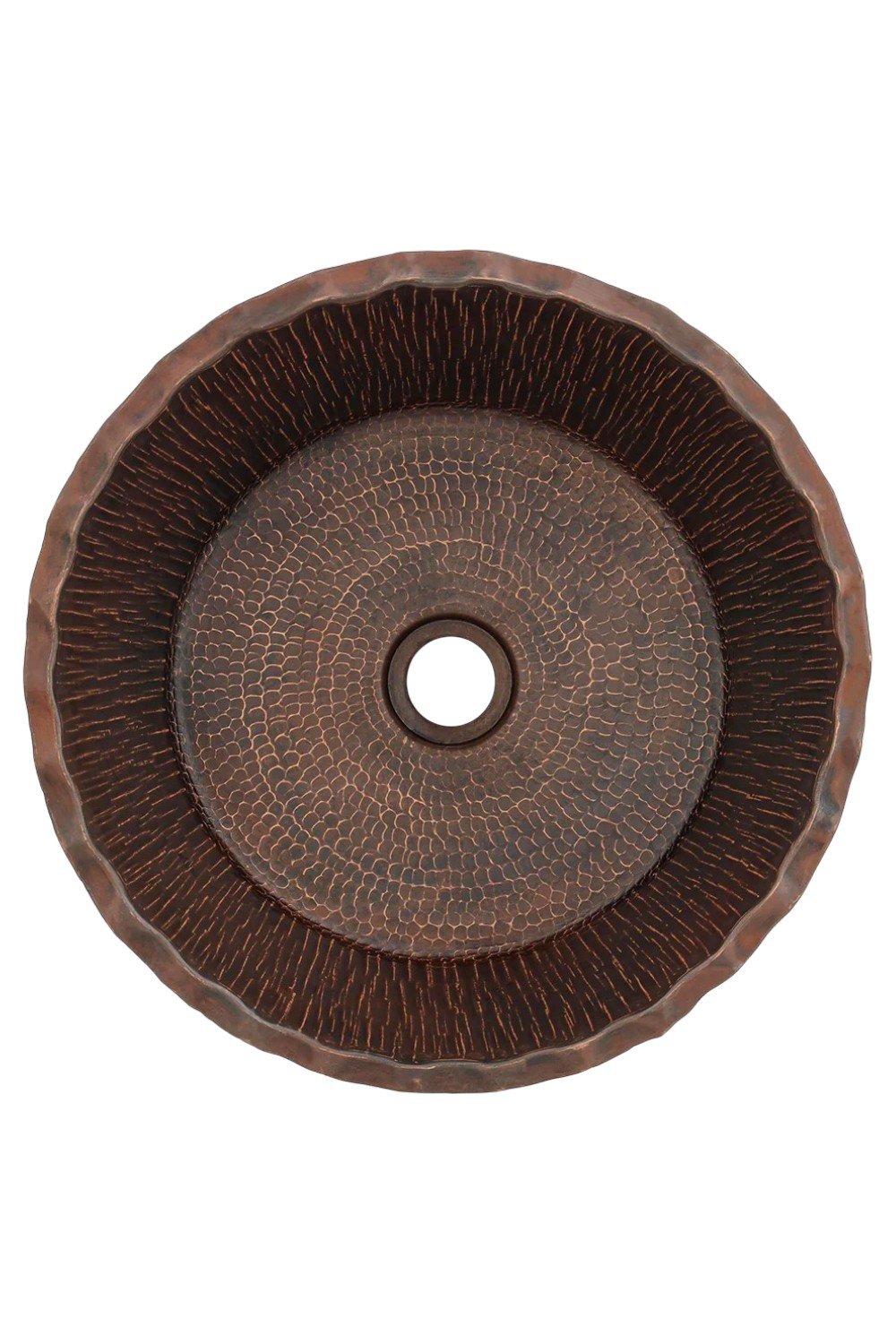 Mexiquillo 14.5" Round Forest Hammered Copper Premium Vessel Sink