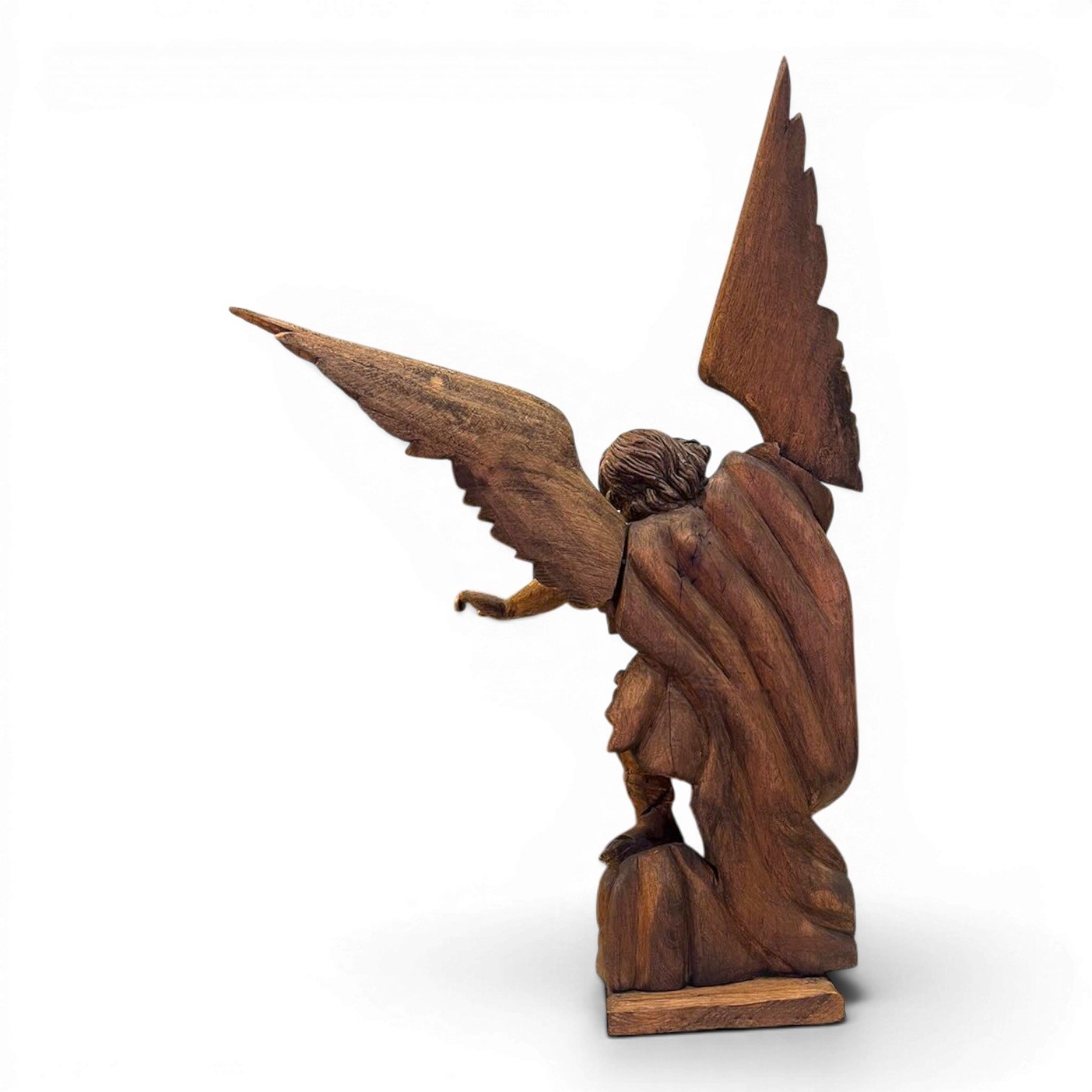 Hand carved wooden statue of St. Michael the Archangel handmade in Mexico