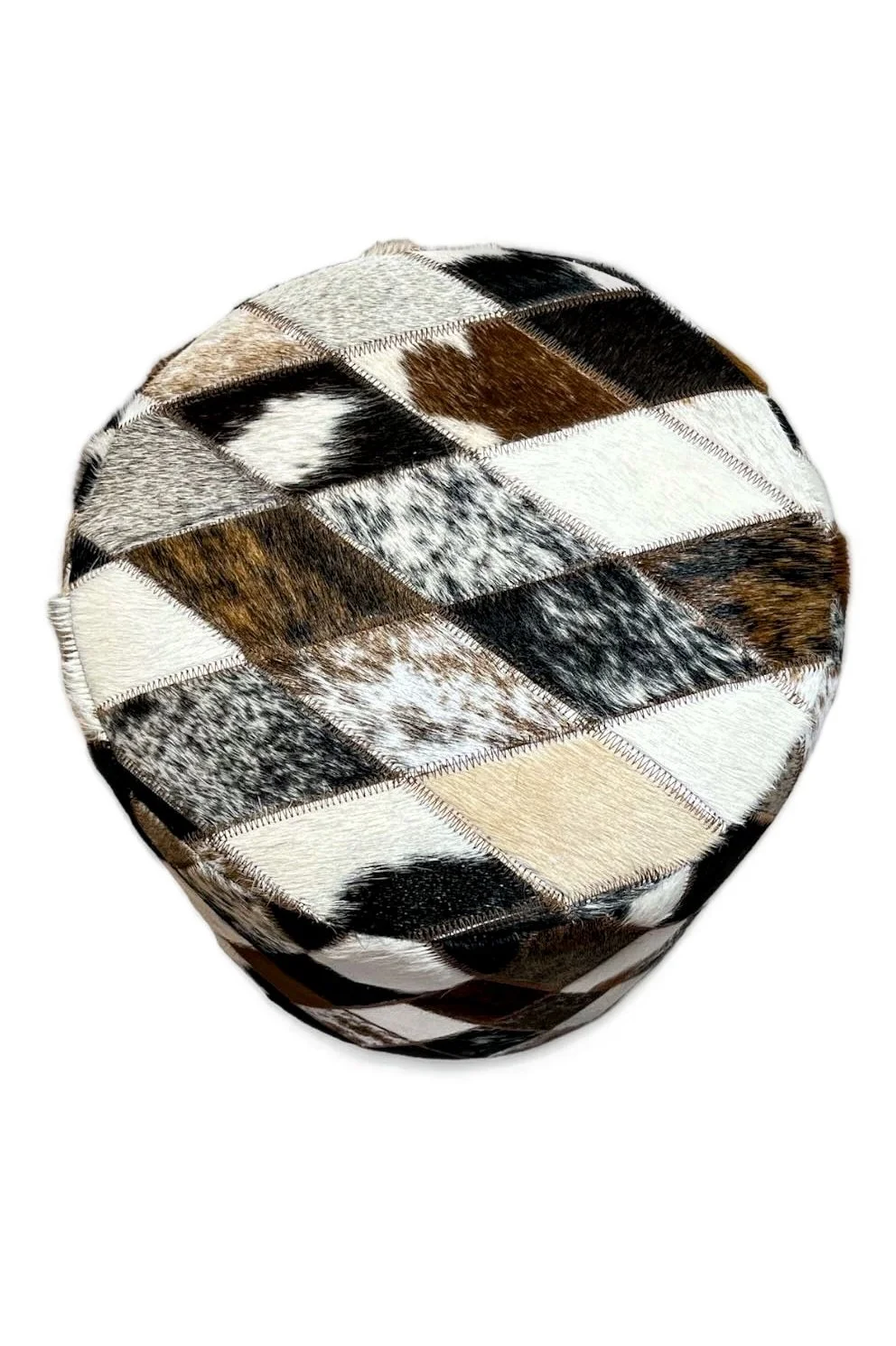 Mixed Diamond Cowhide Ottoman