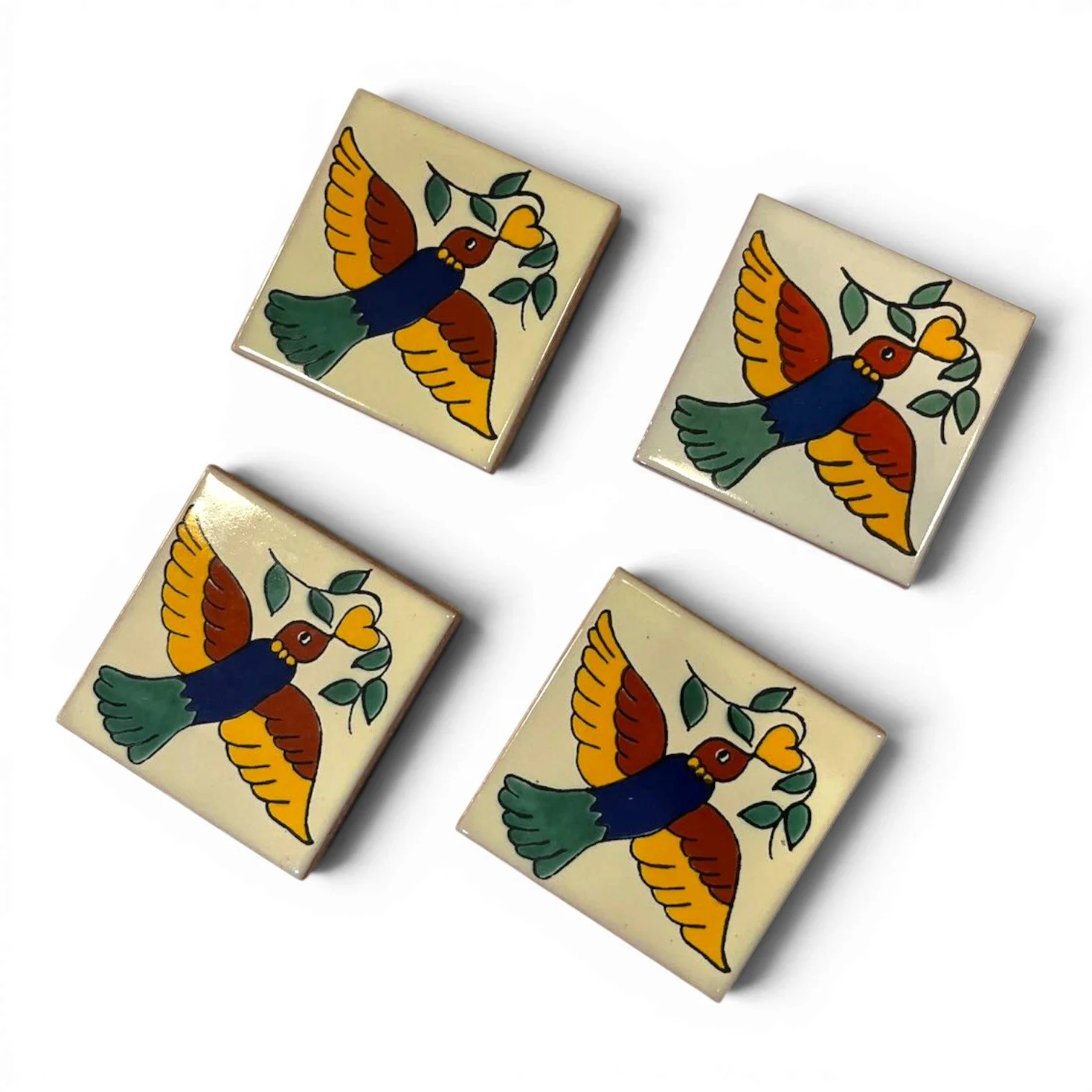 Talavera Tile Coaster Set – Handmade Mexican Tile Coasters (Set of 4)
