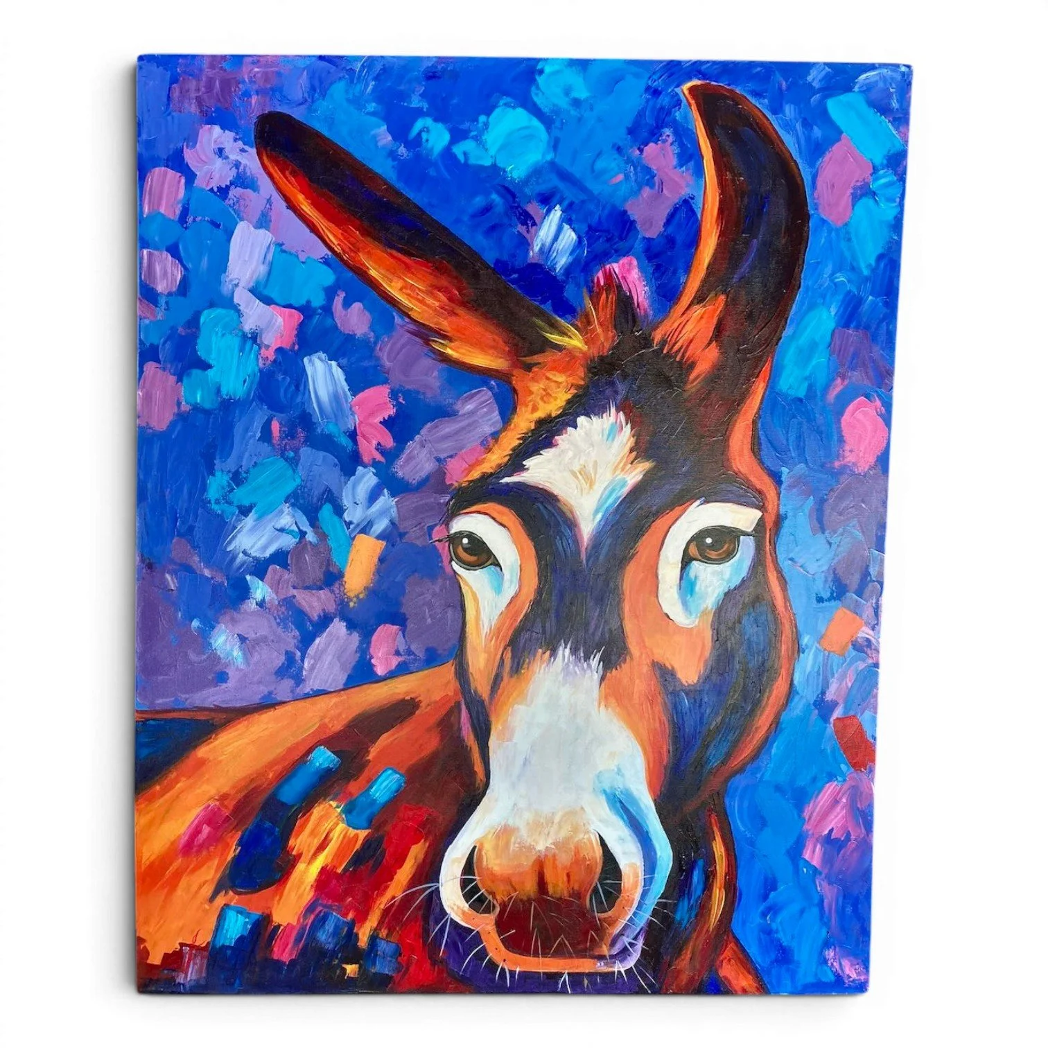 El Burro Encantado Canvas Painting | Handmade Mexican Donkey Art