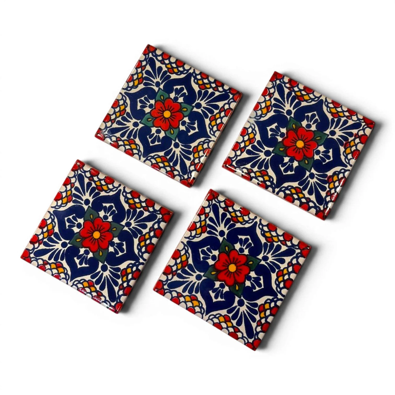 Talavera Tile Coaster Set – Handmade Mexican Tile Coasters (Set of 4)