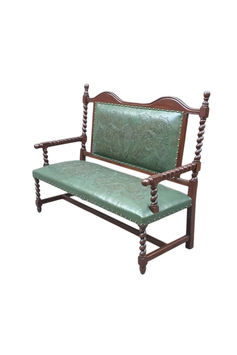 Cascada Las Vegas Turquoise Tooled Leather Bench