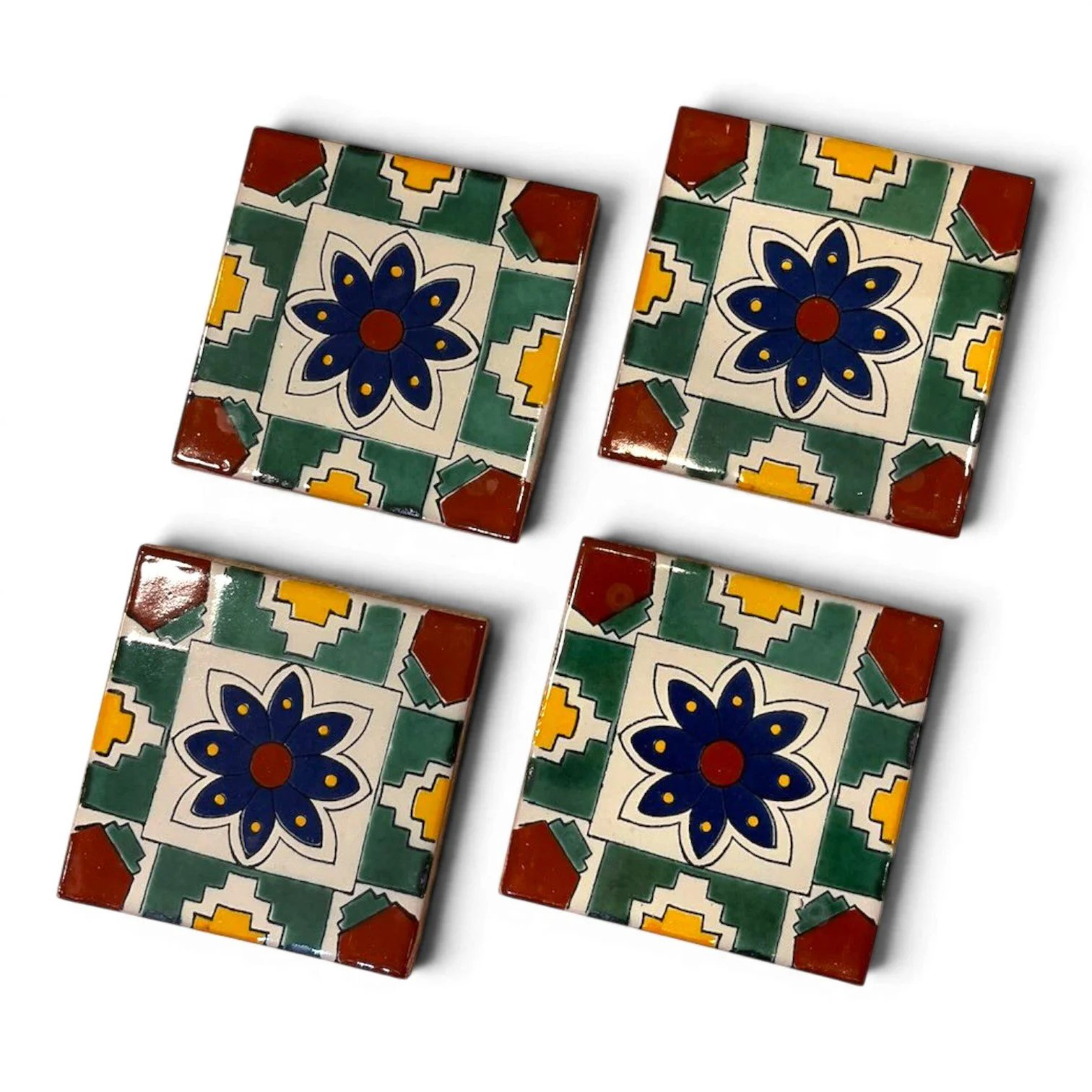 Talavera Tile Coaster Set – Handmade Mexican Tile Coasters (Set of 4)