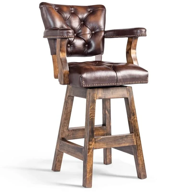 Big Country Western Leather Barstool | Handmade Leather Bar Stool