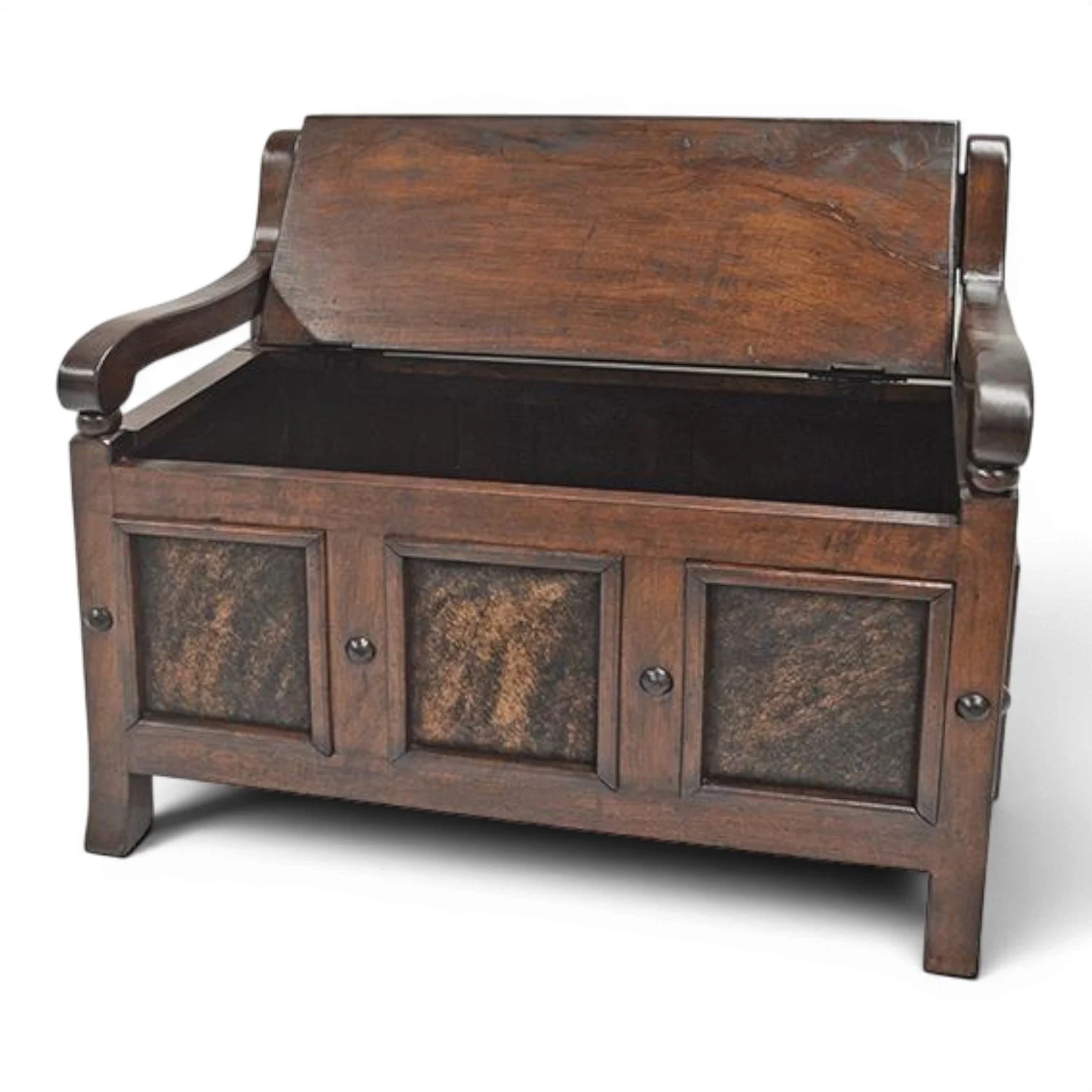 Hidalgo Mesquite & Cowhide Storage Bench | Handmade Mexican Bench