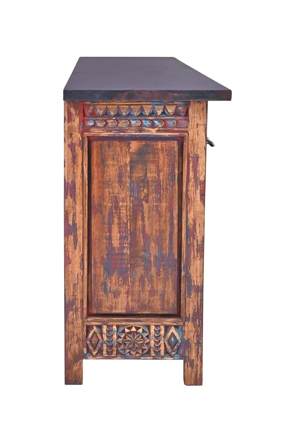 Salinas Copper Top Buffet – Hand Carved Rustic Buffet