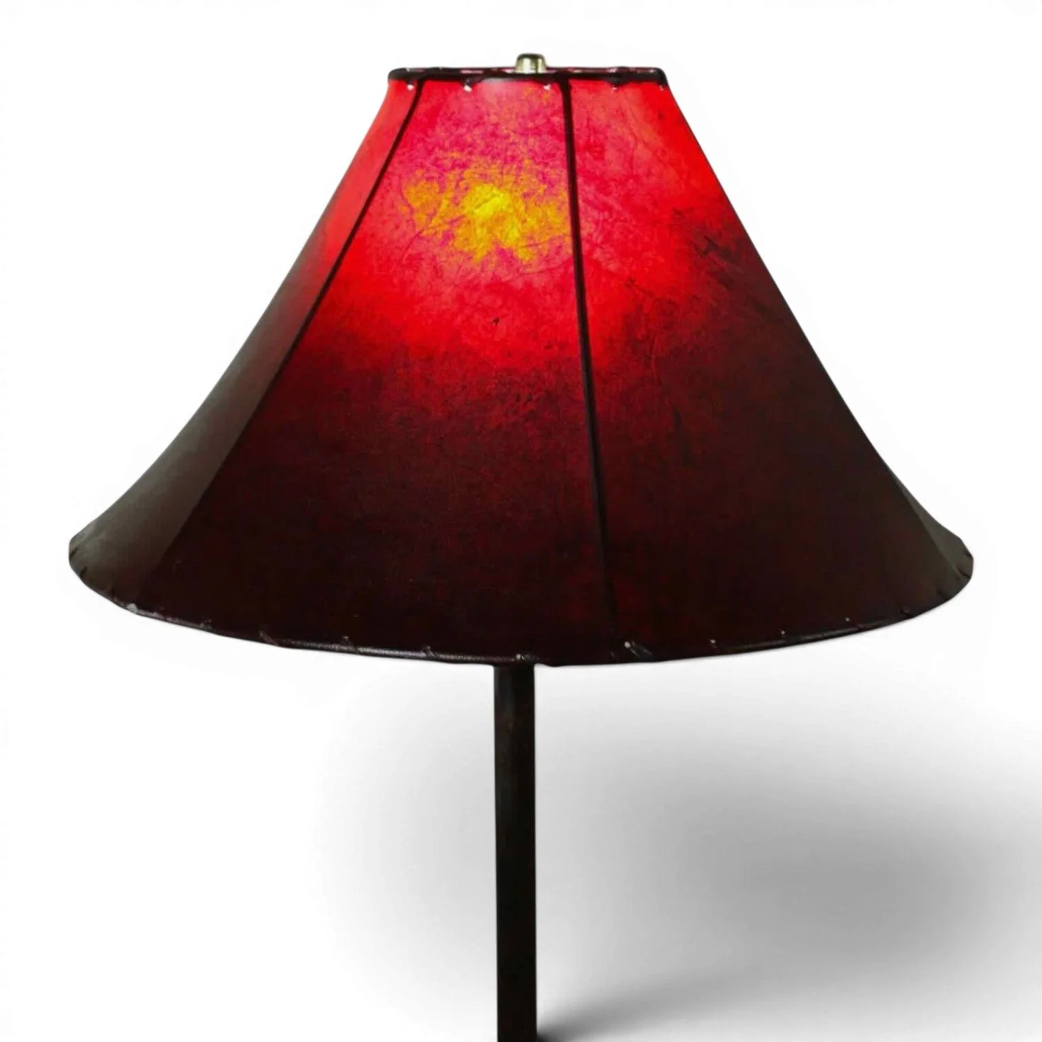 Premium Handcrafted Mexican rawhide lampshade with natural leather finish for rustic and Southwestern lighting - Red