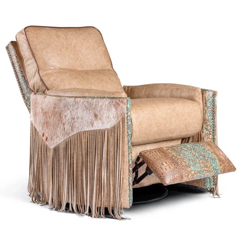 Casper Western leather recliner with top-grain leather upholstery, solid hardwood frame, nailhead trim, and handcrafted Western styling.