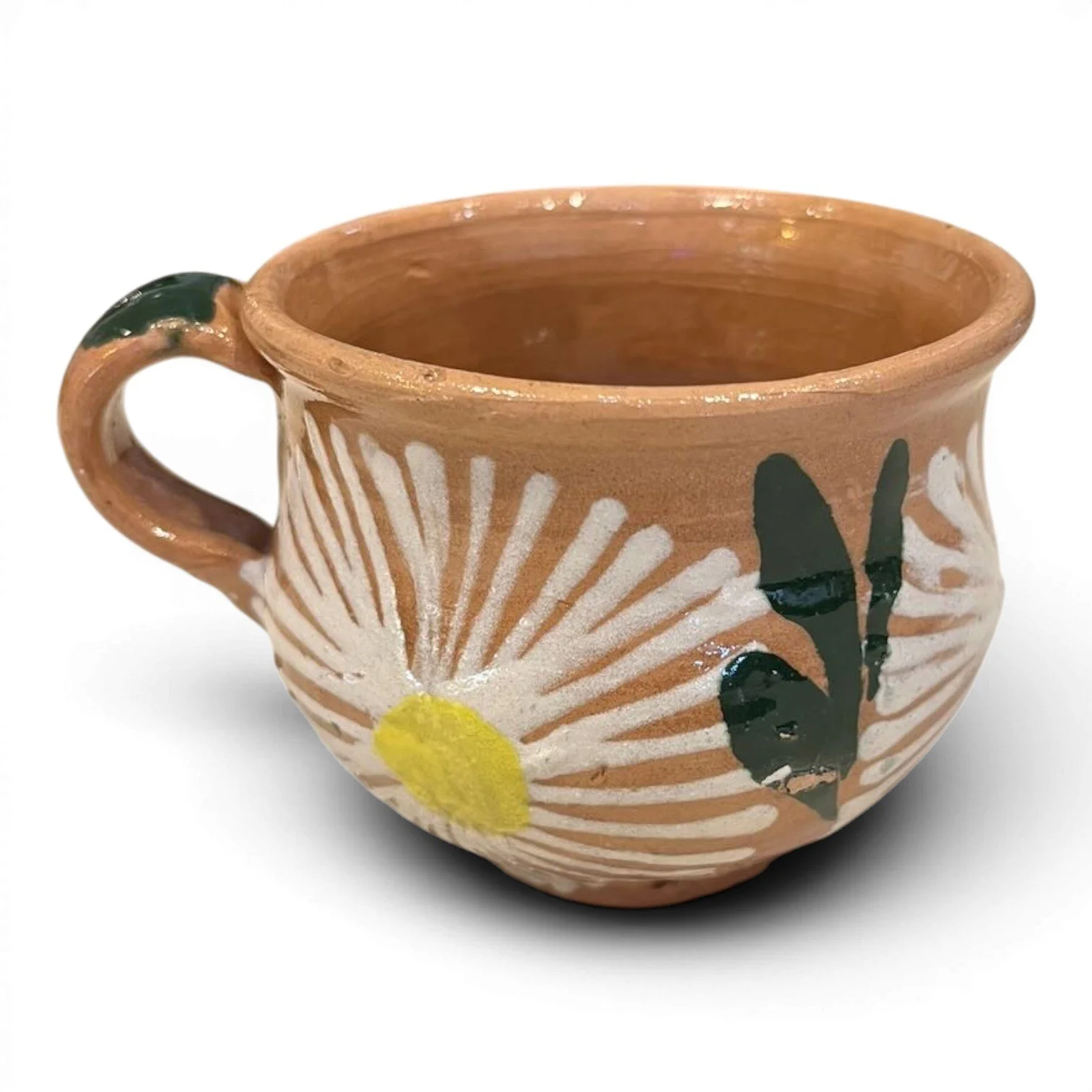 Handmade Clay Oaxaca Coffee Mug crafted in Oaxaca, Mexico with authentic artisan pottery detailing.