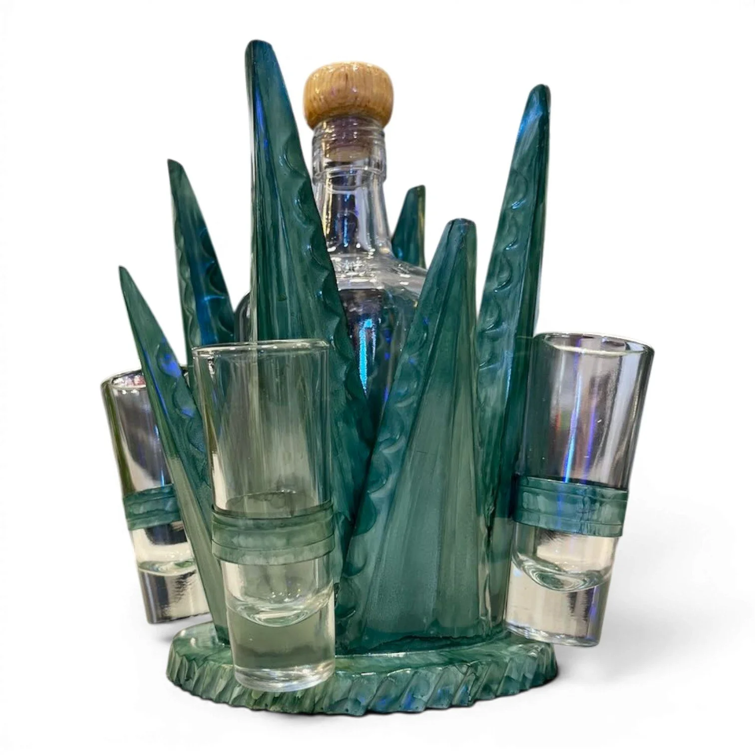 Small Metal Agave Tequila Set | Handmade Mexican Barware - Agave Green